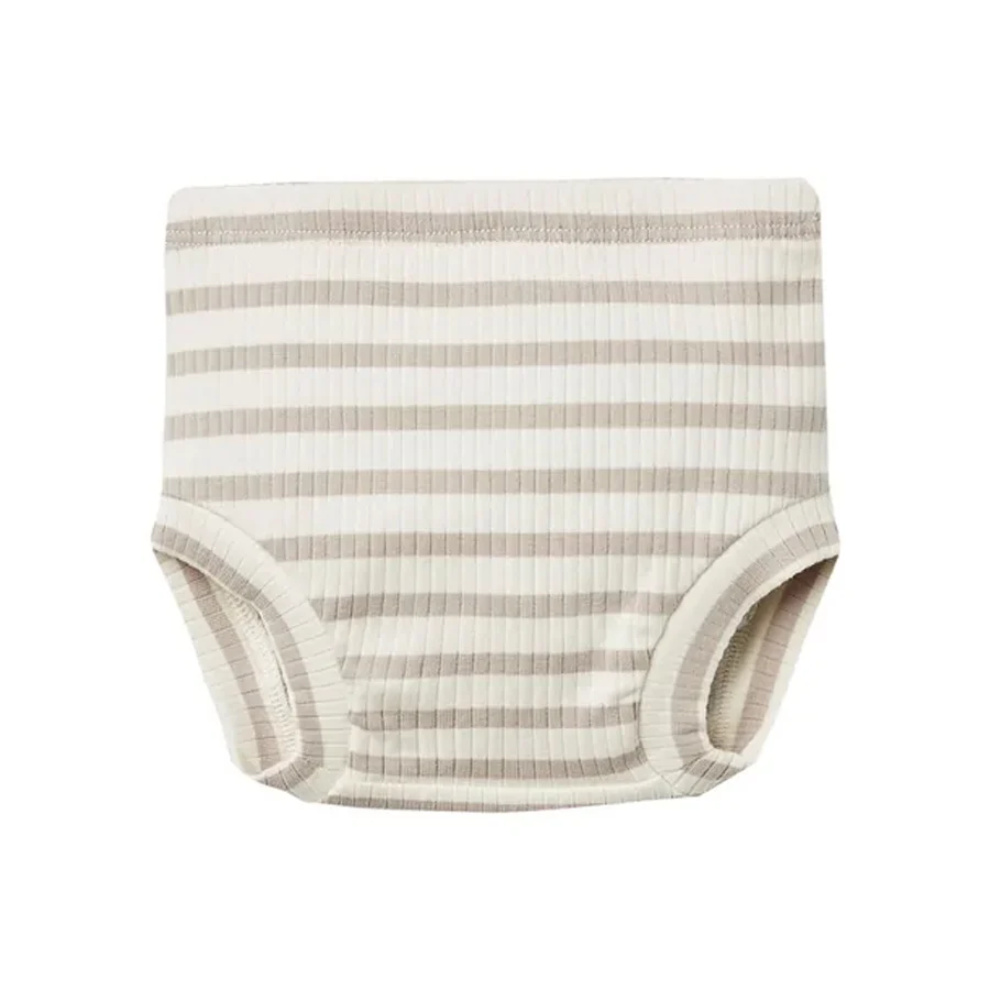 Quincy Mae Ribbed Bloomer - Ash Stripe
