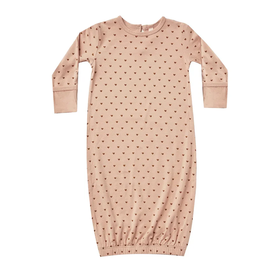 Quincy Mae Bamboo Baby Gown - Hearts