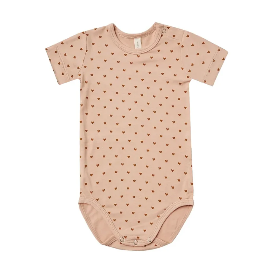 Quincy Mae Bamboo Shortsleeve Bodysuit - Hearts