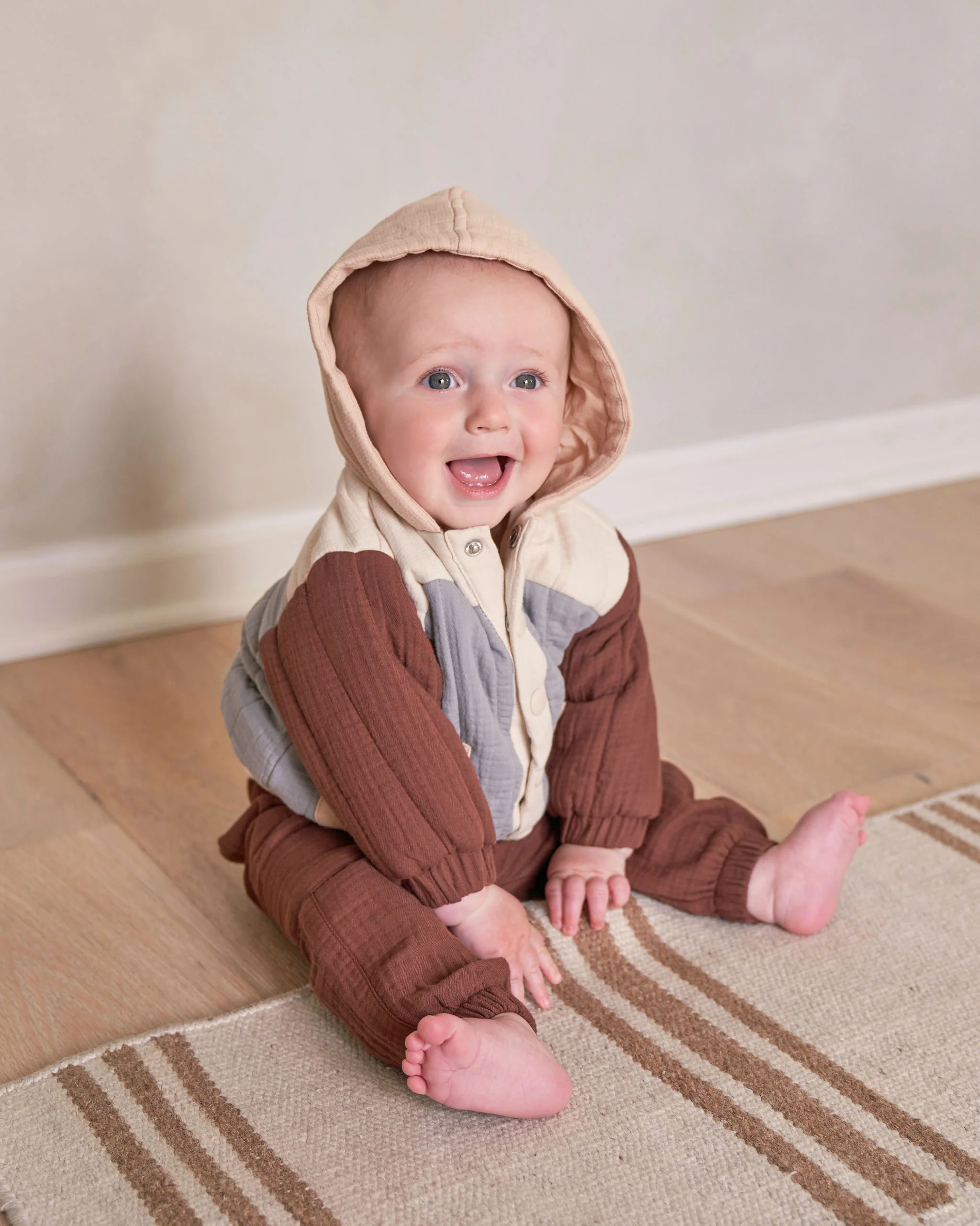 Quincy Mae Hooded Woven Jacket - Color Block - Image 2