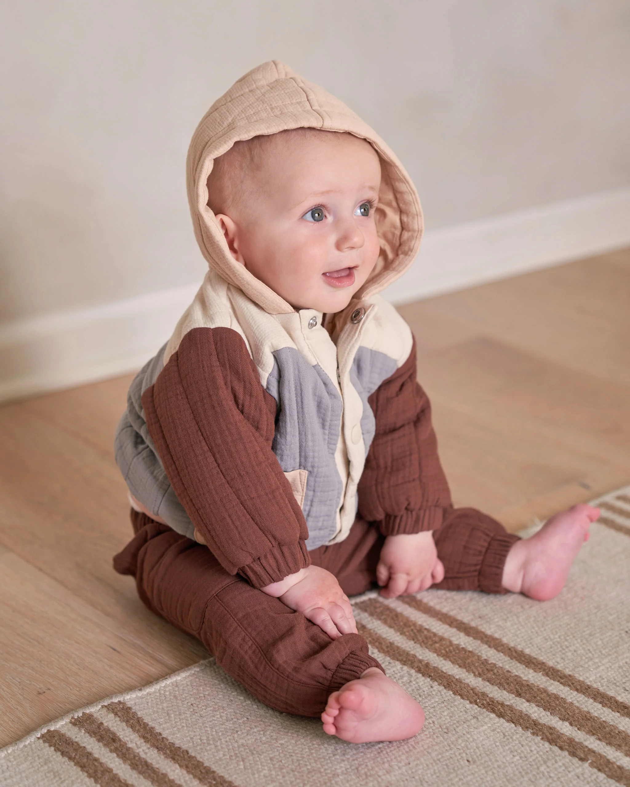 Quincy Mae Hooded Woven Jacket - Color Block - Image 3