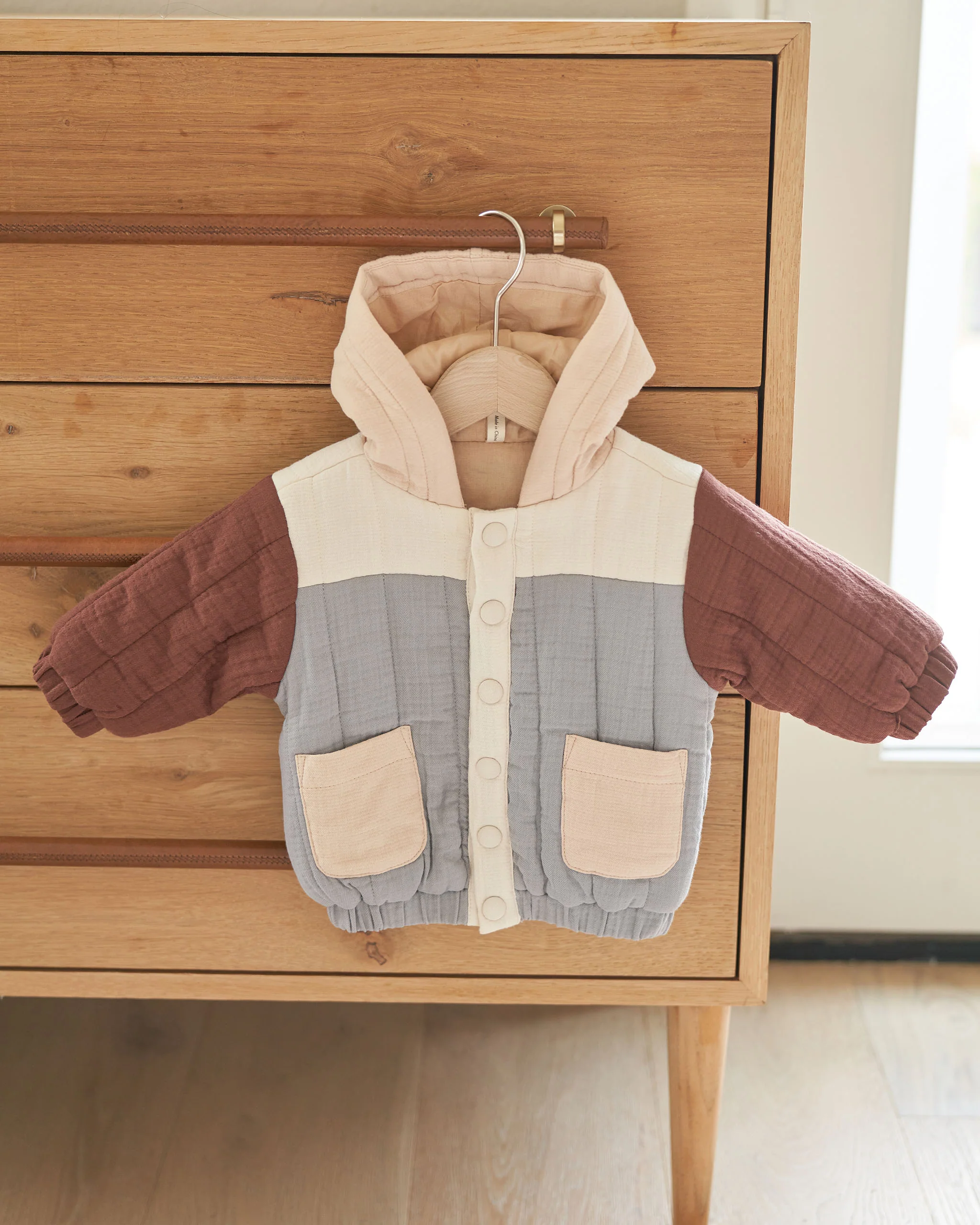 Quincy Mae Hooded Woven Jacket - Color Block - Image 4