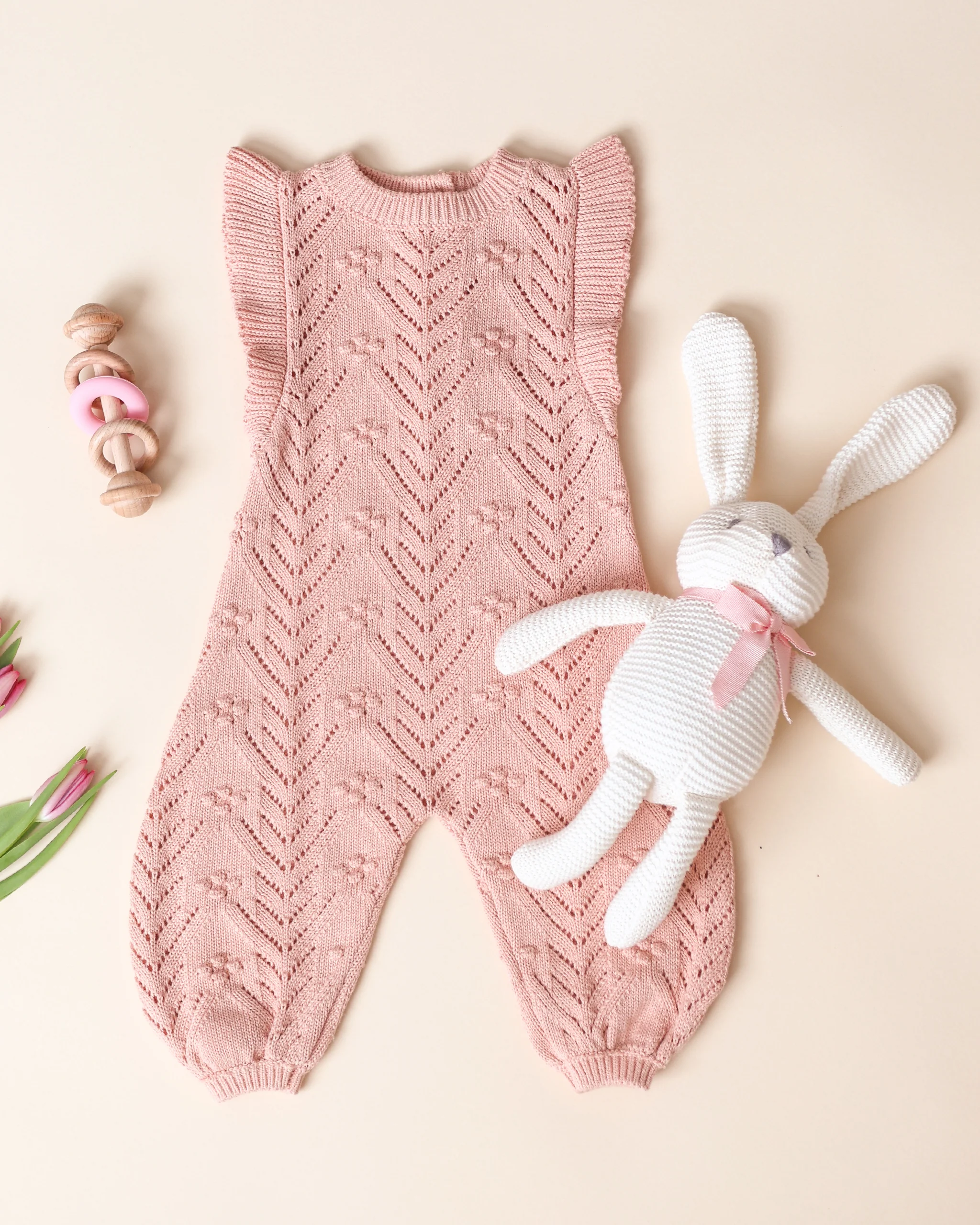 Mira Knit Romper - Melon - Image 2