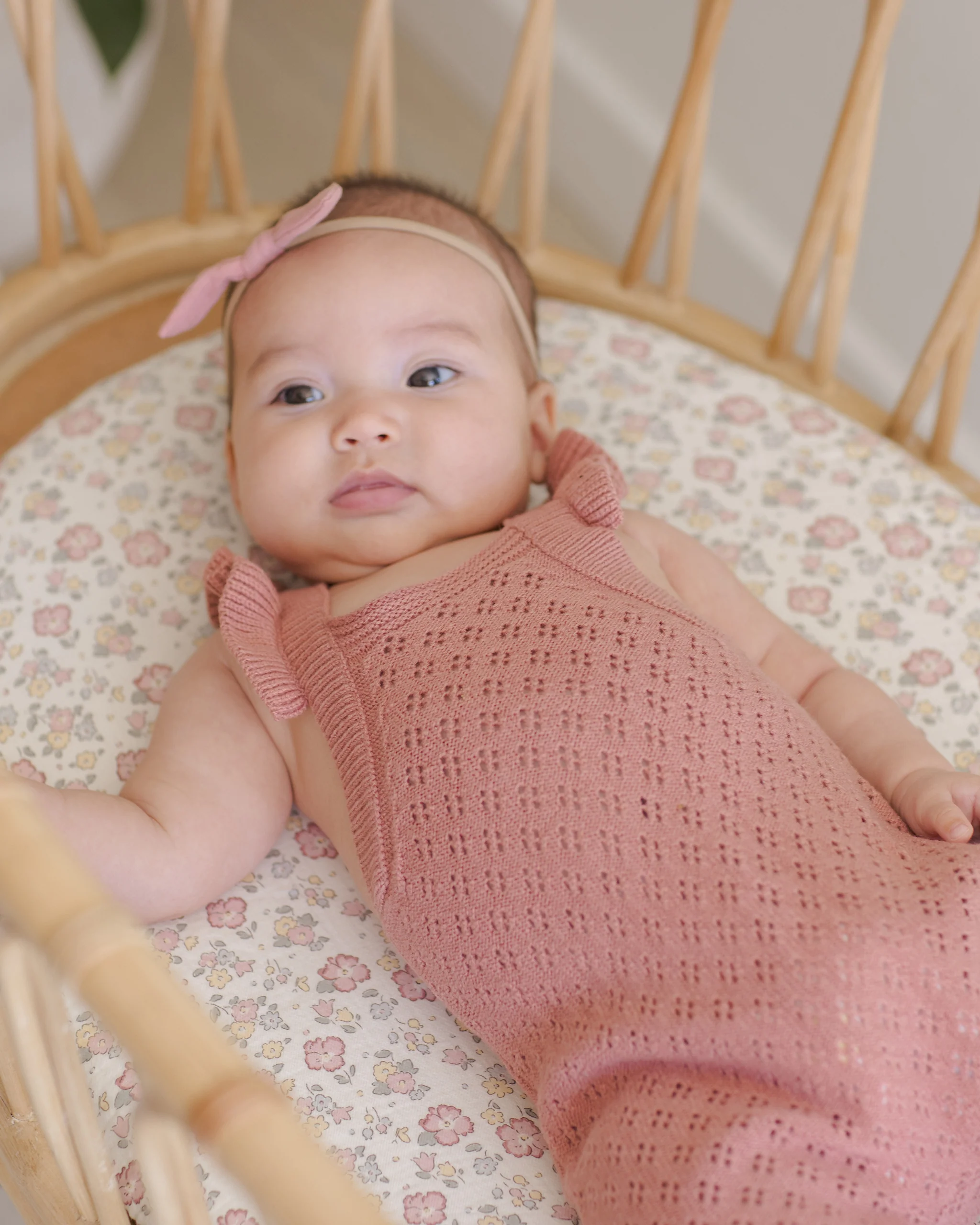 Pointelle Knit Overalls - Lipstick - Image 2