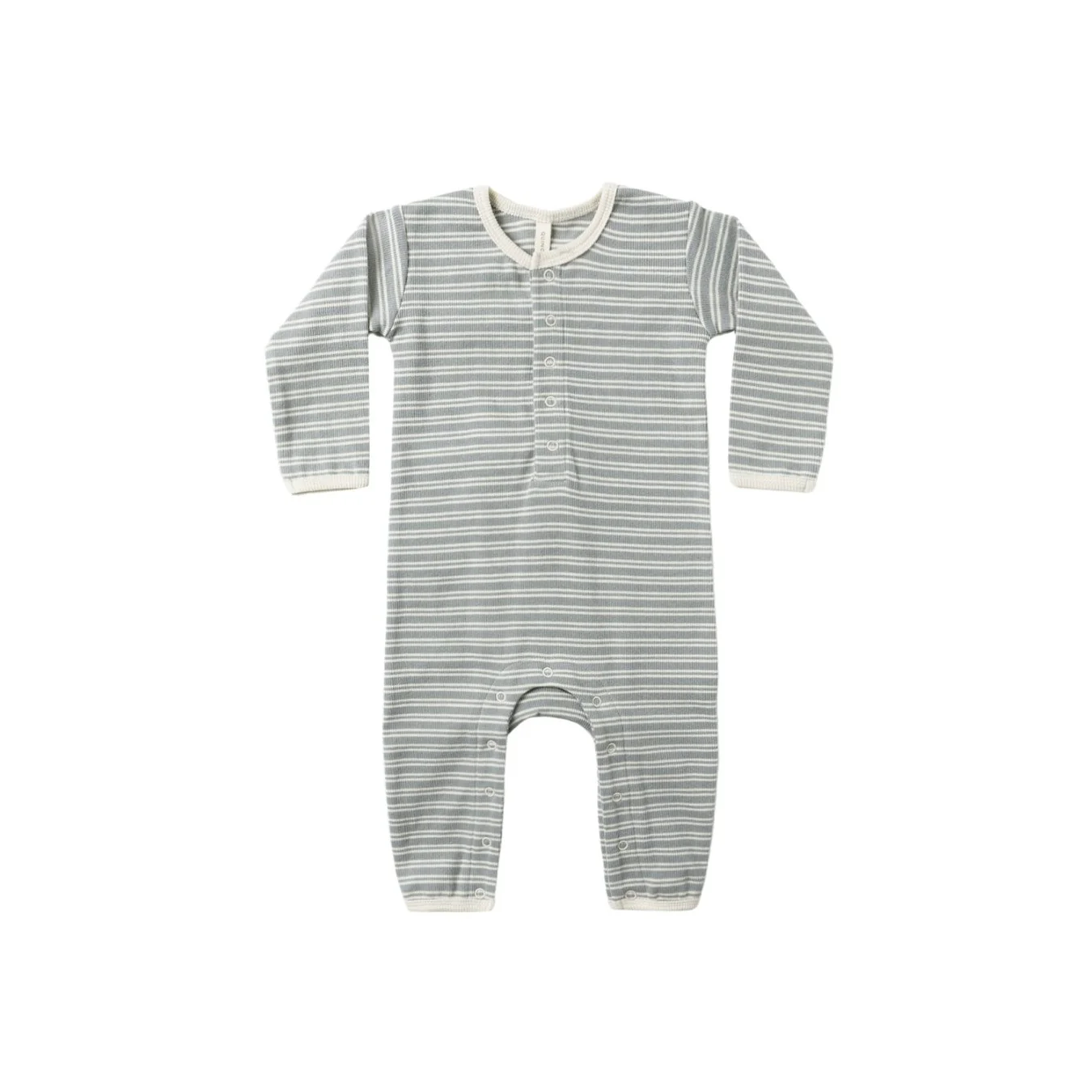 Ribbed Baby Jumpsuit - Steel Blue Micro Stripe