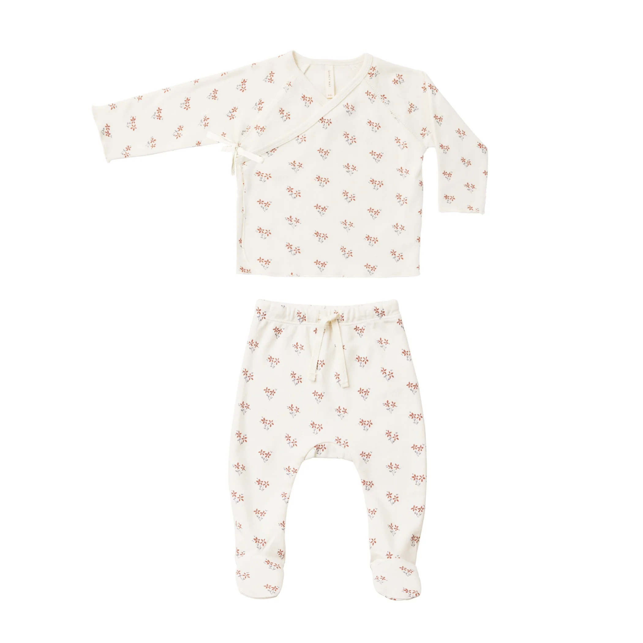 Wrap Top + Footed Pant Set - Summer Flower
