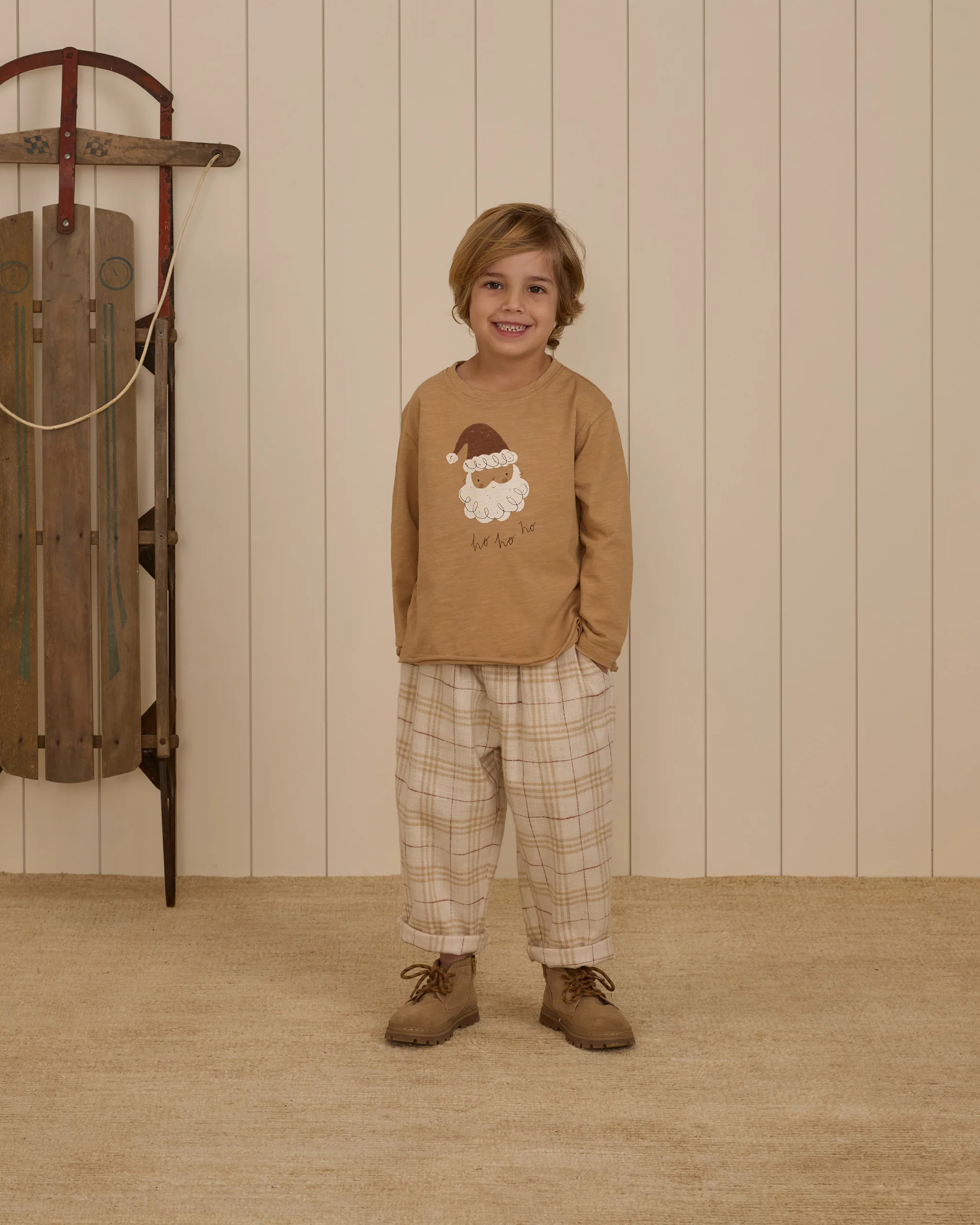 Rylee + Cru Raw Edge Long Sleeve Tee - Santa - Image 3