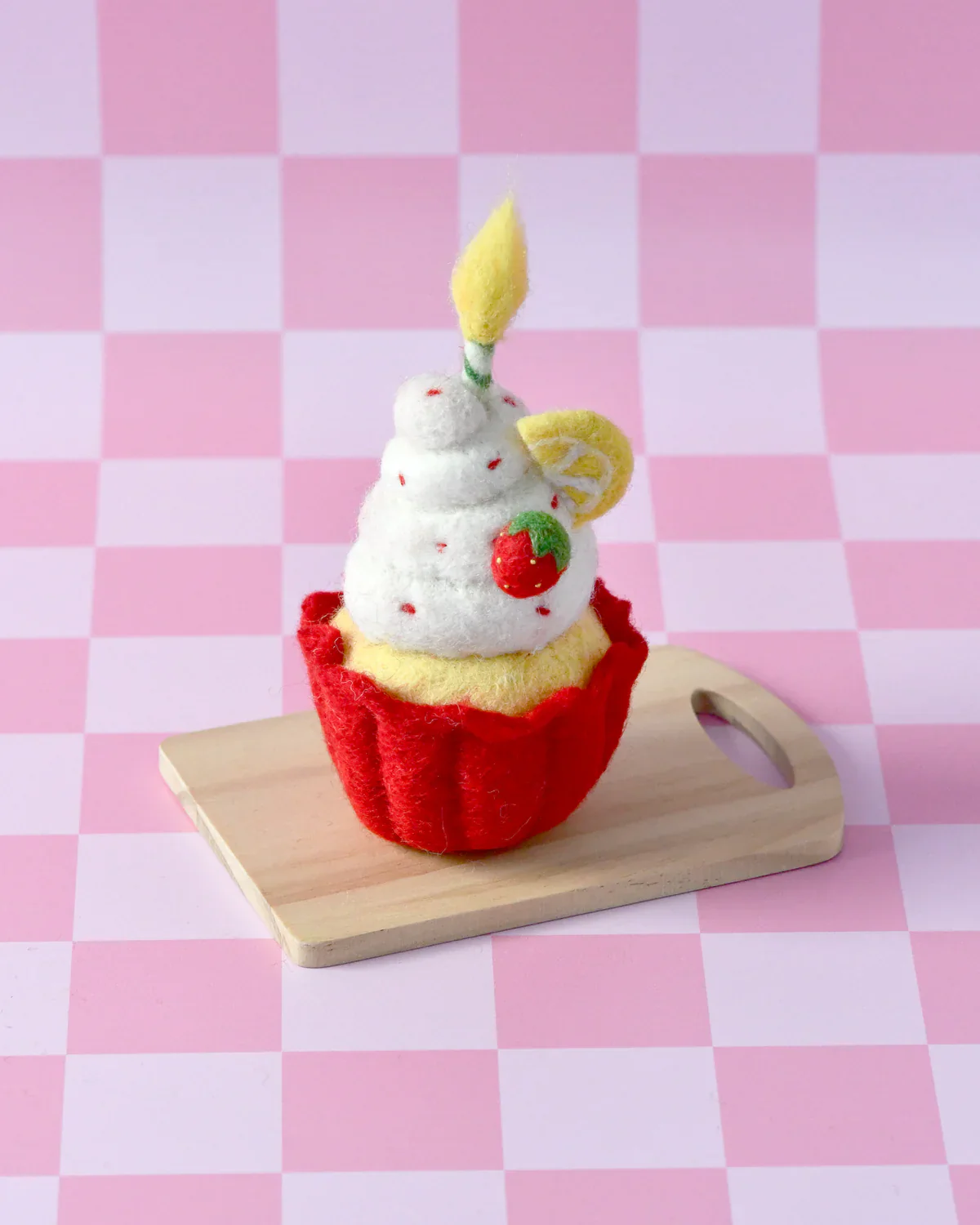Felt Giant Strawberry Cupcake with Candle - Image 2