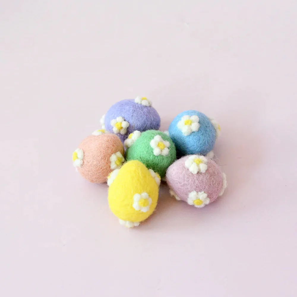 Felt Pastel Eggs with Flowers - Image 2