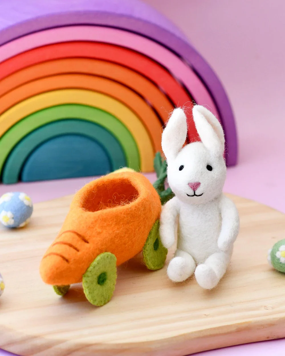 Felt Rabbit with Carrot Car Toy - Image 2