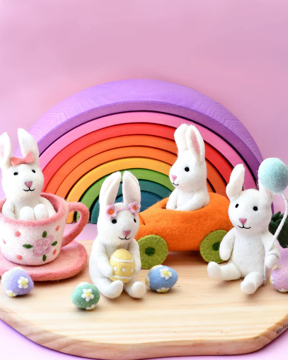 Felt Rabbit with Carrot Car Toy - Image 3