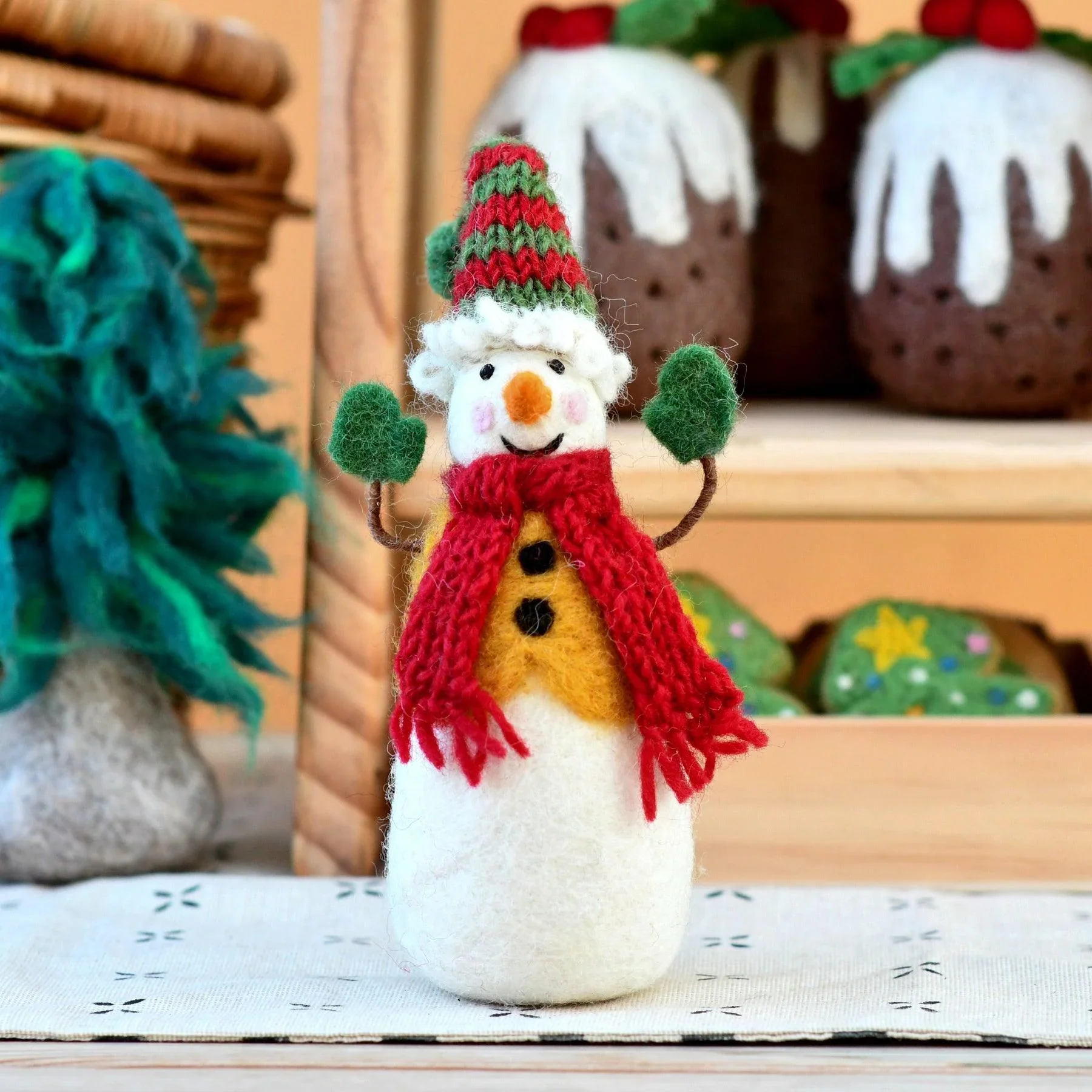 Felt Snowman with Knitted Cap - Image 3