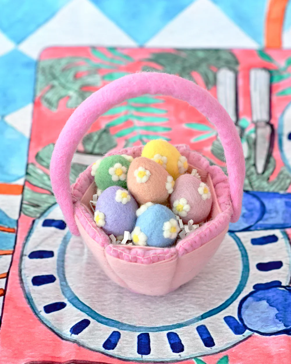 Petite Pink Felt Easter Basket - Image 2