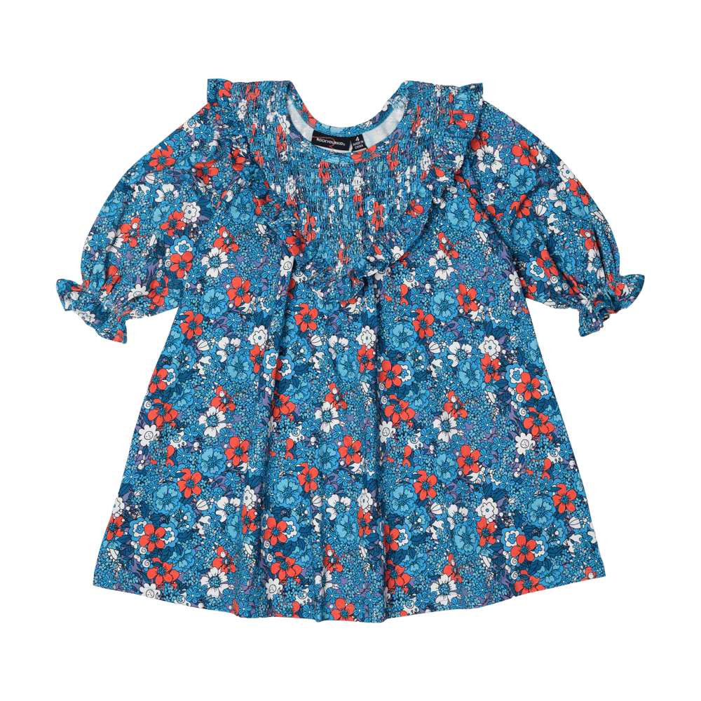 Rock Your Baby Blue Ditsy Floral Dress