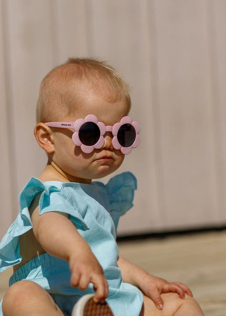 Toddler Sunnies Daisy - Pink with Aqua Spots (2-6 Years) - Image 2