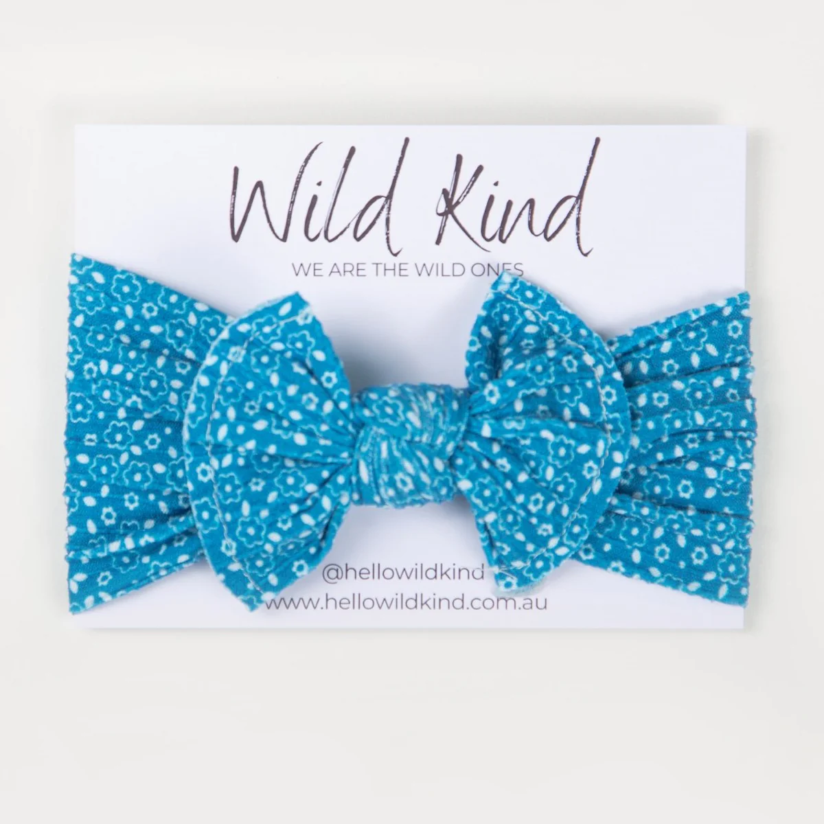 Ayla Wide Bow Headband - Blue Floral