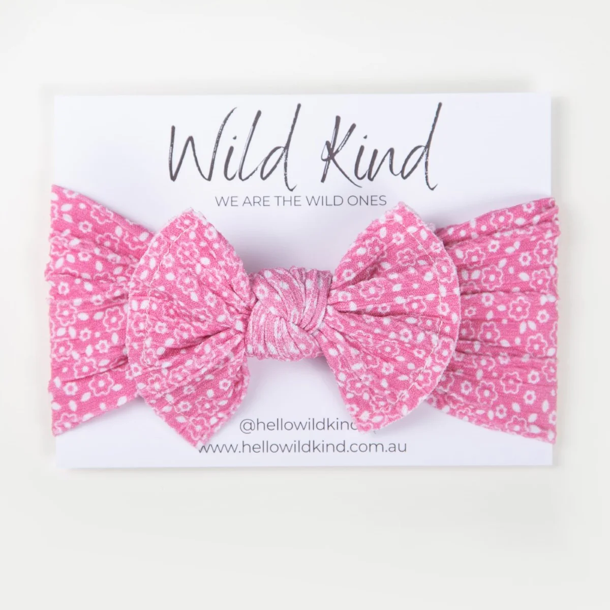 Ayla Wide Bow Headband - Pink Floral