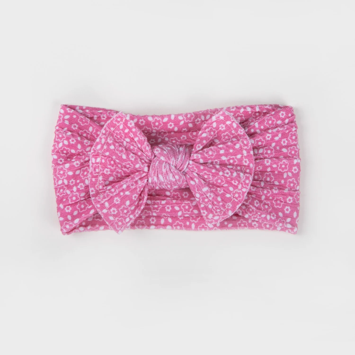 Ayla Wide Bow Headband - Pink Floral - Image 2