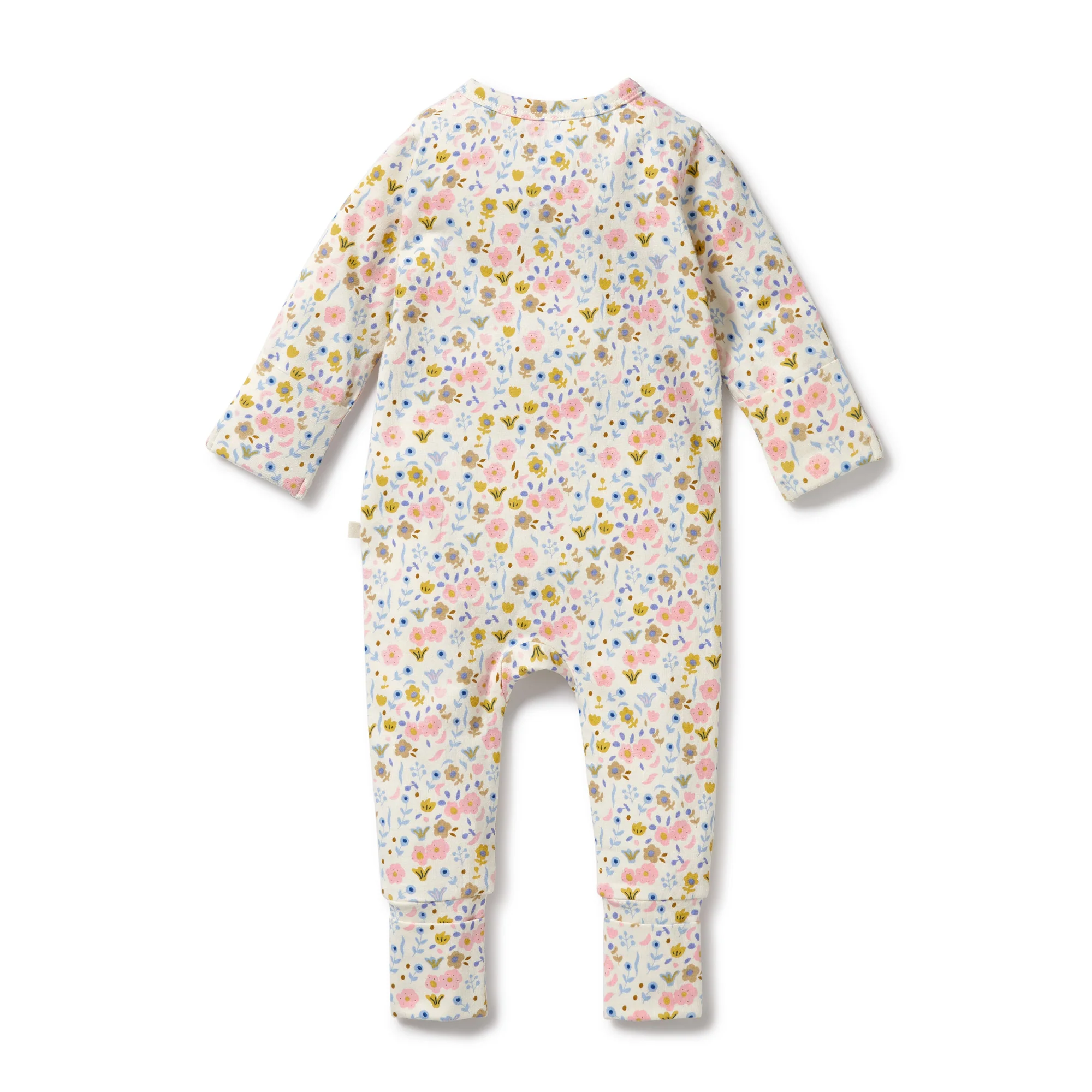 Ava Floral Organic Zipsuit with Feet - Image 2