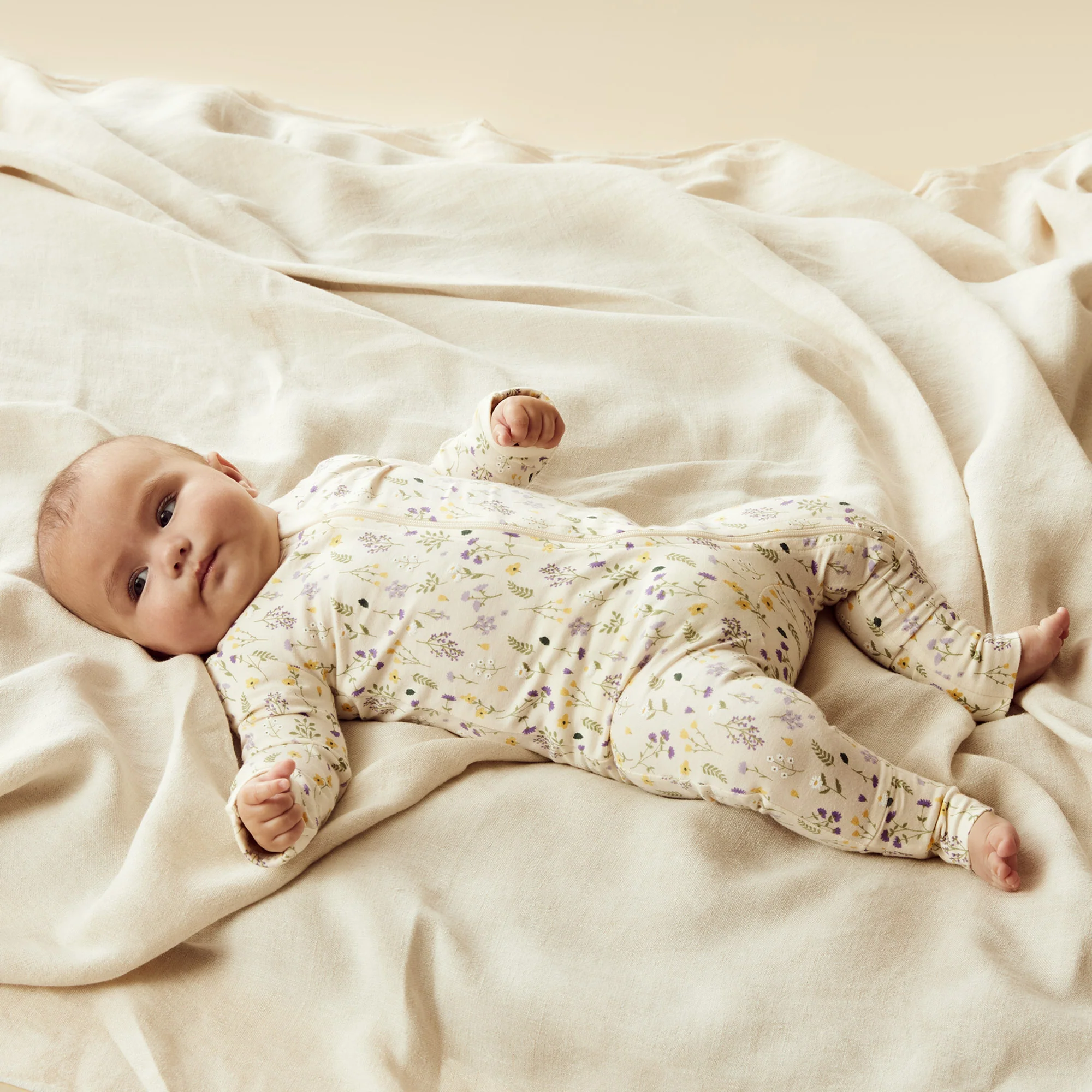 Bella Floral Organic Zipsuit with Feet - Image 2