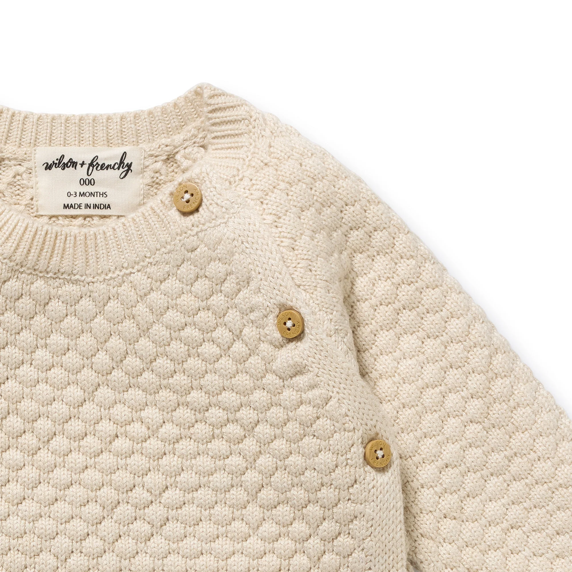 Cream Organic Knitted Bubble Kimono Cardigan - Image 2