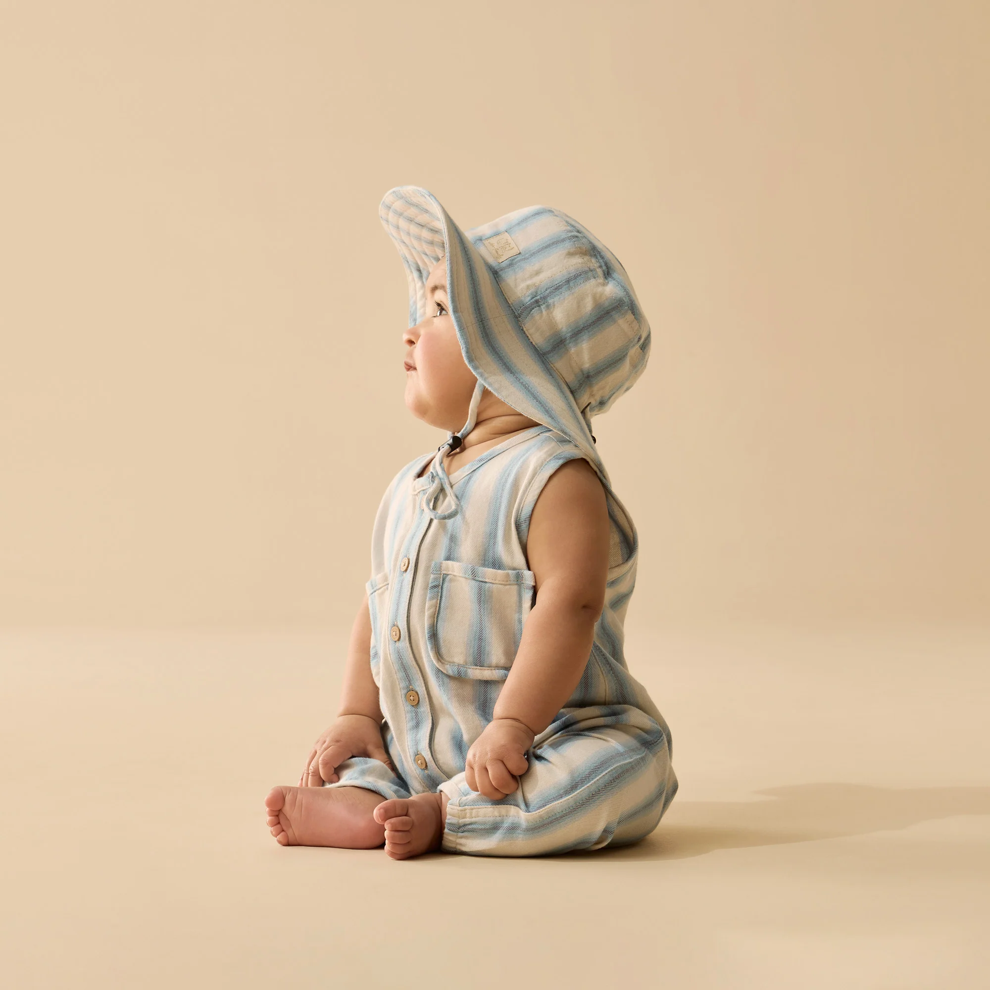 Organic Sun Hat - Deep Blue Stripe - Image 3