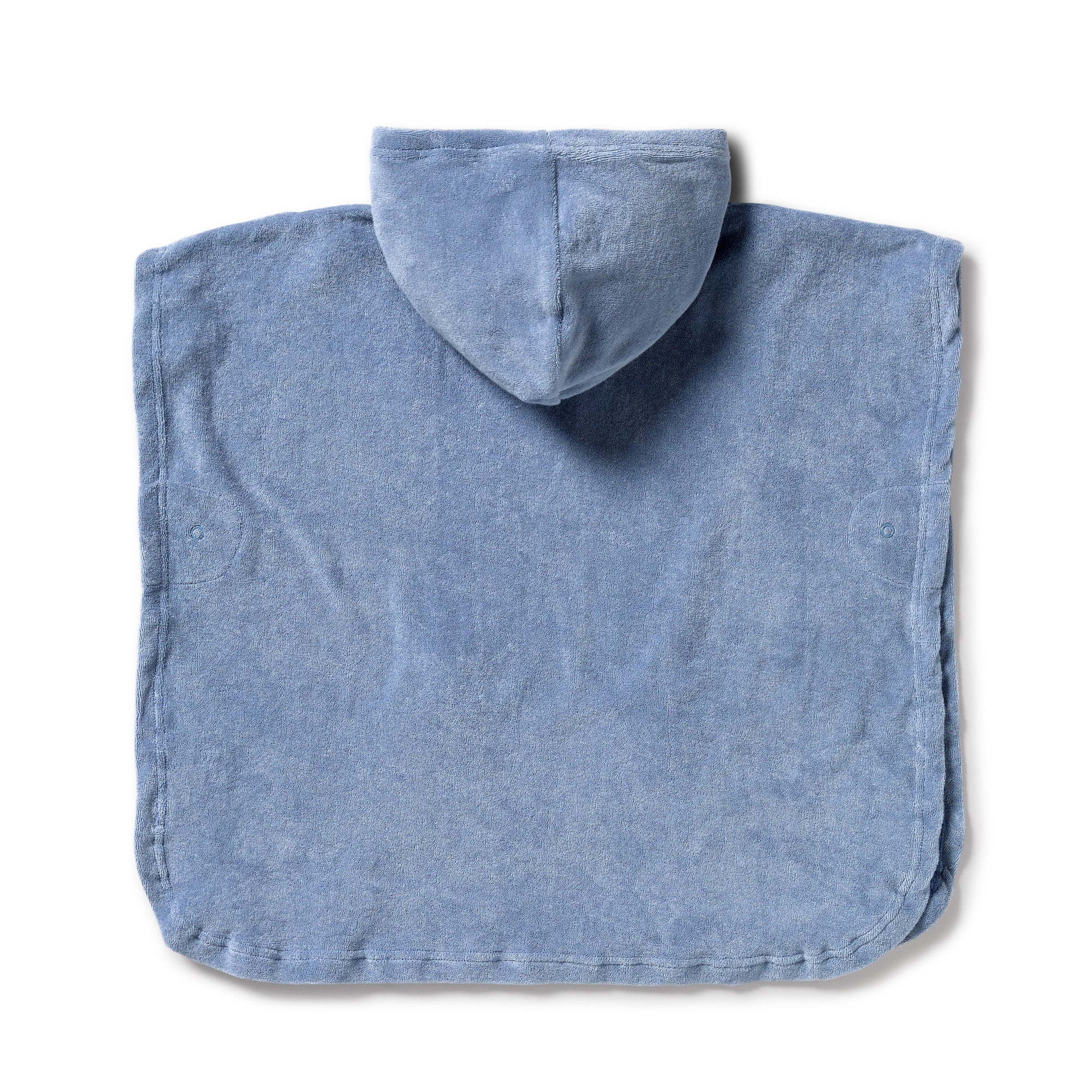Dusty Blue Organic Terry Hooded Poncho - Image 2