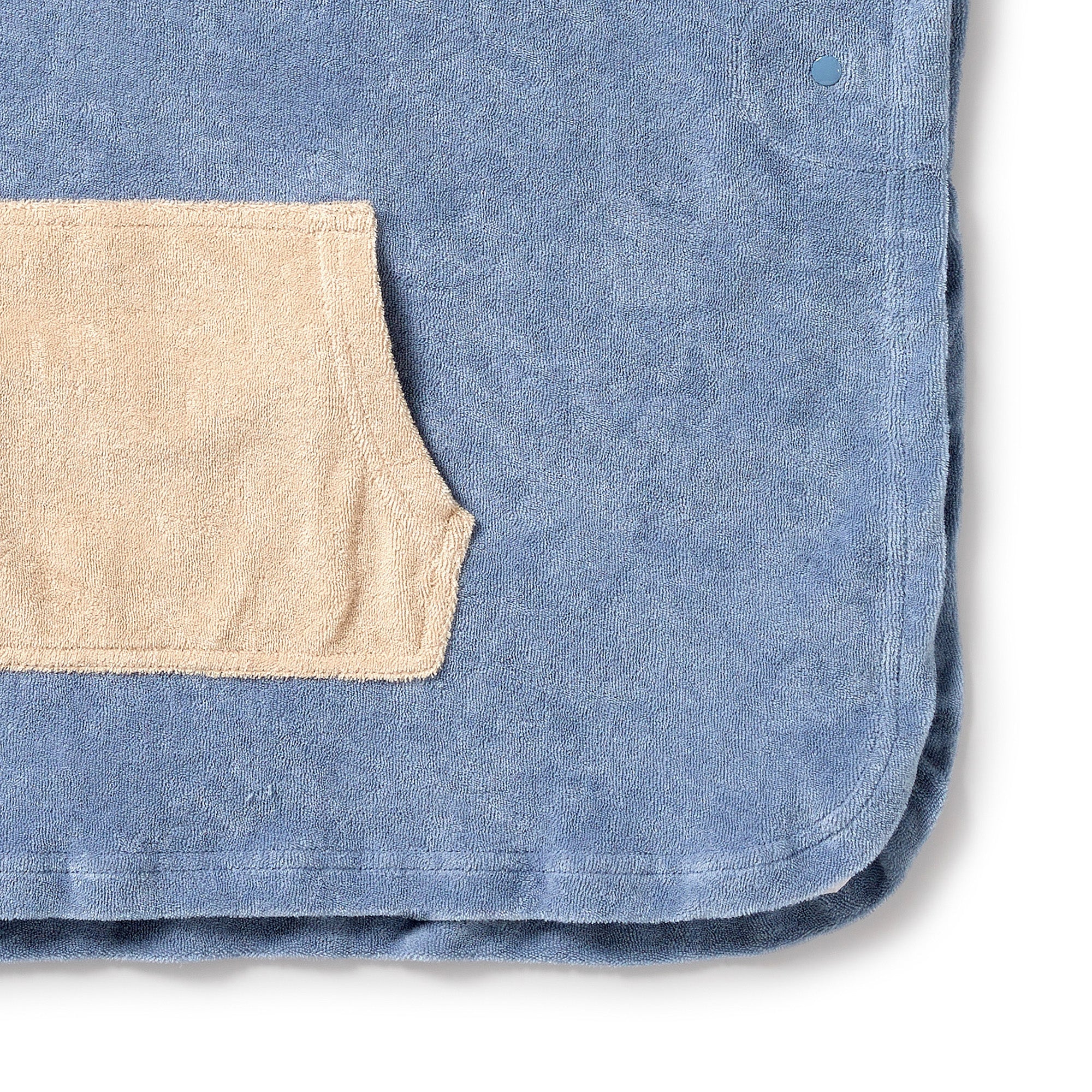 Dusty Blue Organic Terry Hooded Poncho - Image 4
