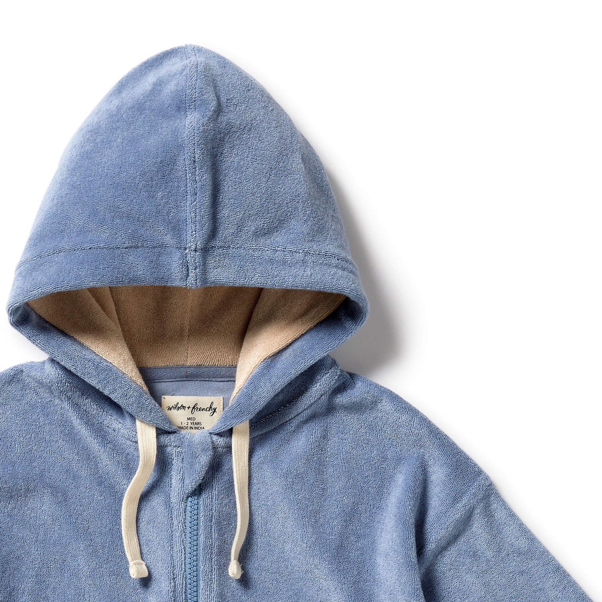 Dusty Blue Organic Terry Hooded Towel - Image 3