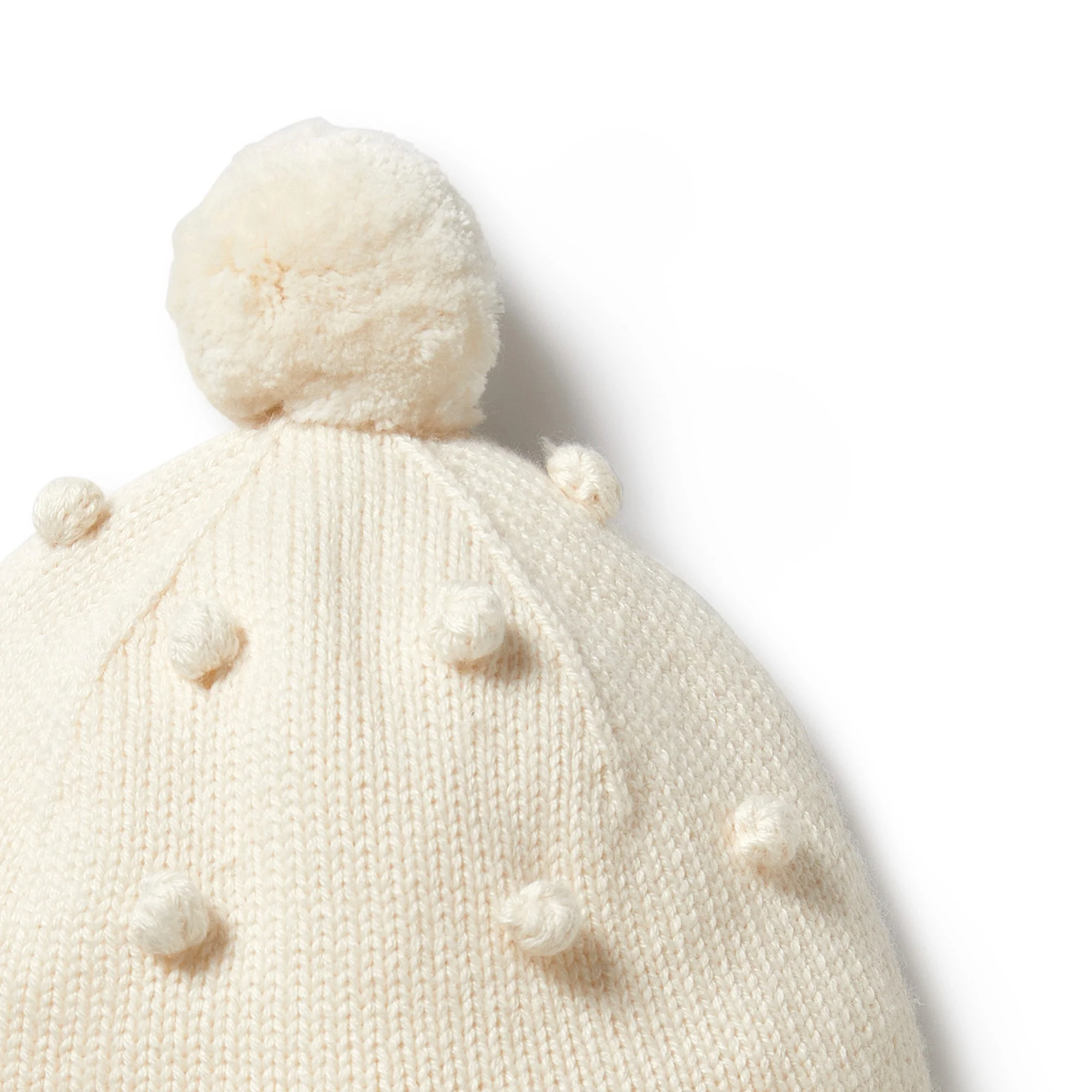 Knitted Bauble Bonnet - Ecru - Image 2