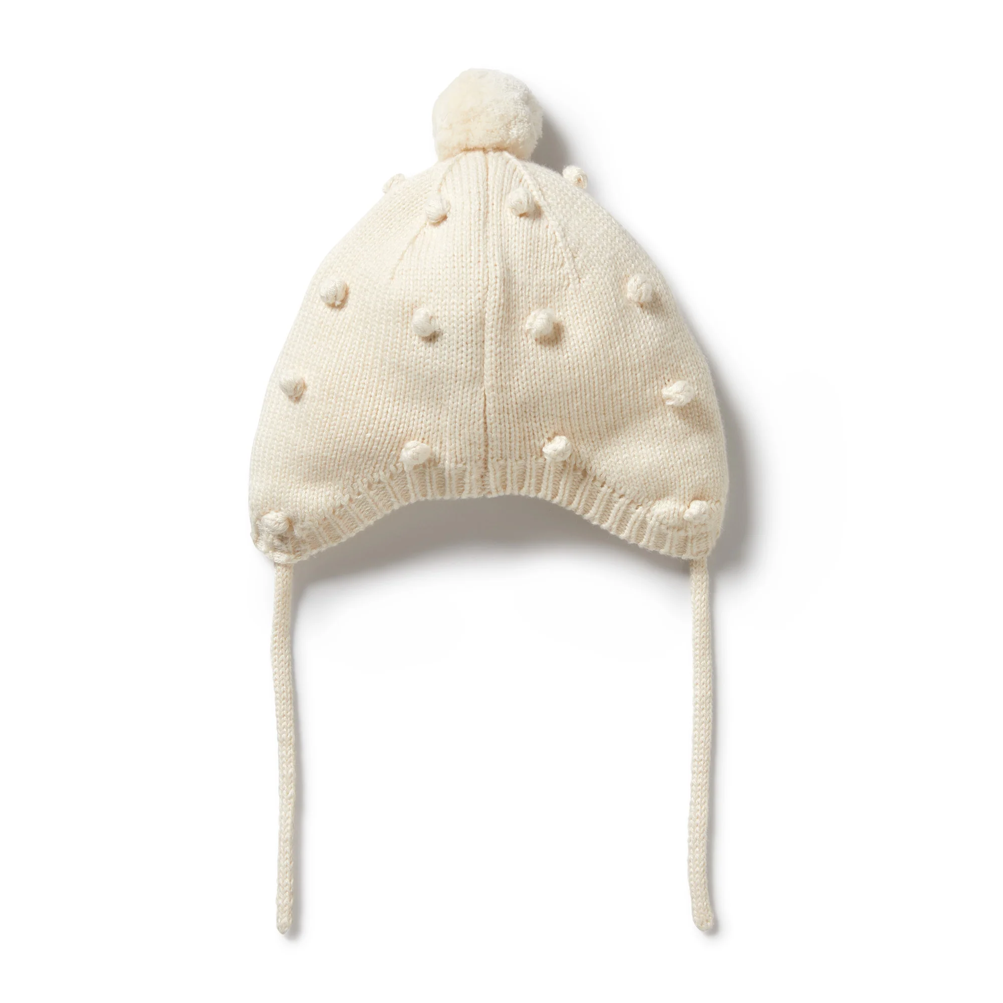Knitted Bauble Bonnet - Ecru - Image 3