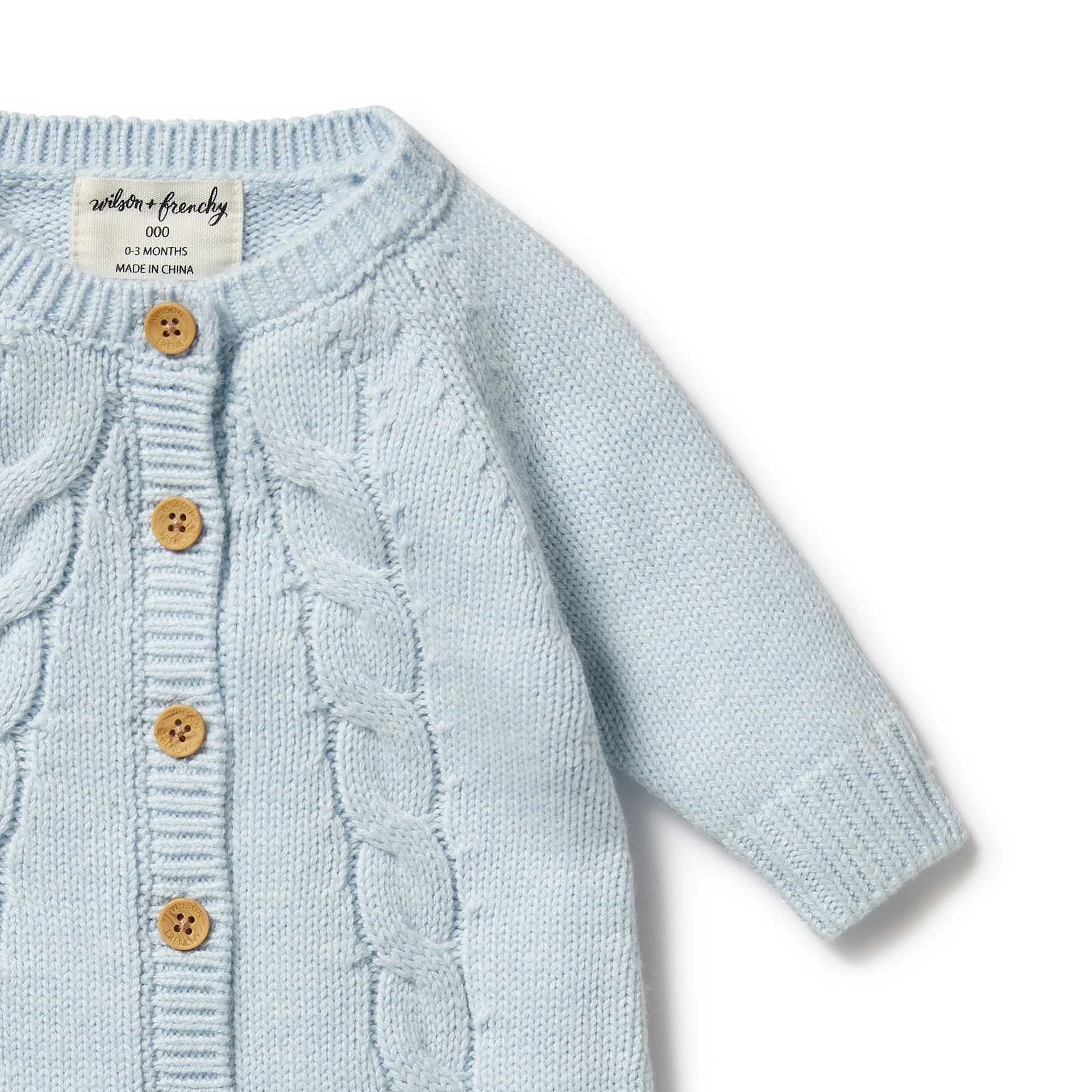 Knitted Cable Growsuit - Bluebell Fleck - Image 4