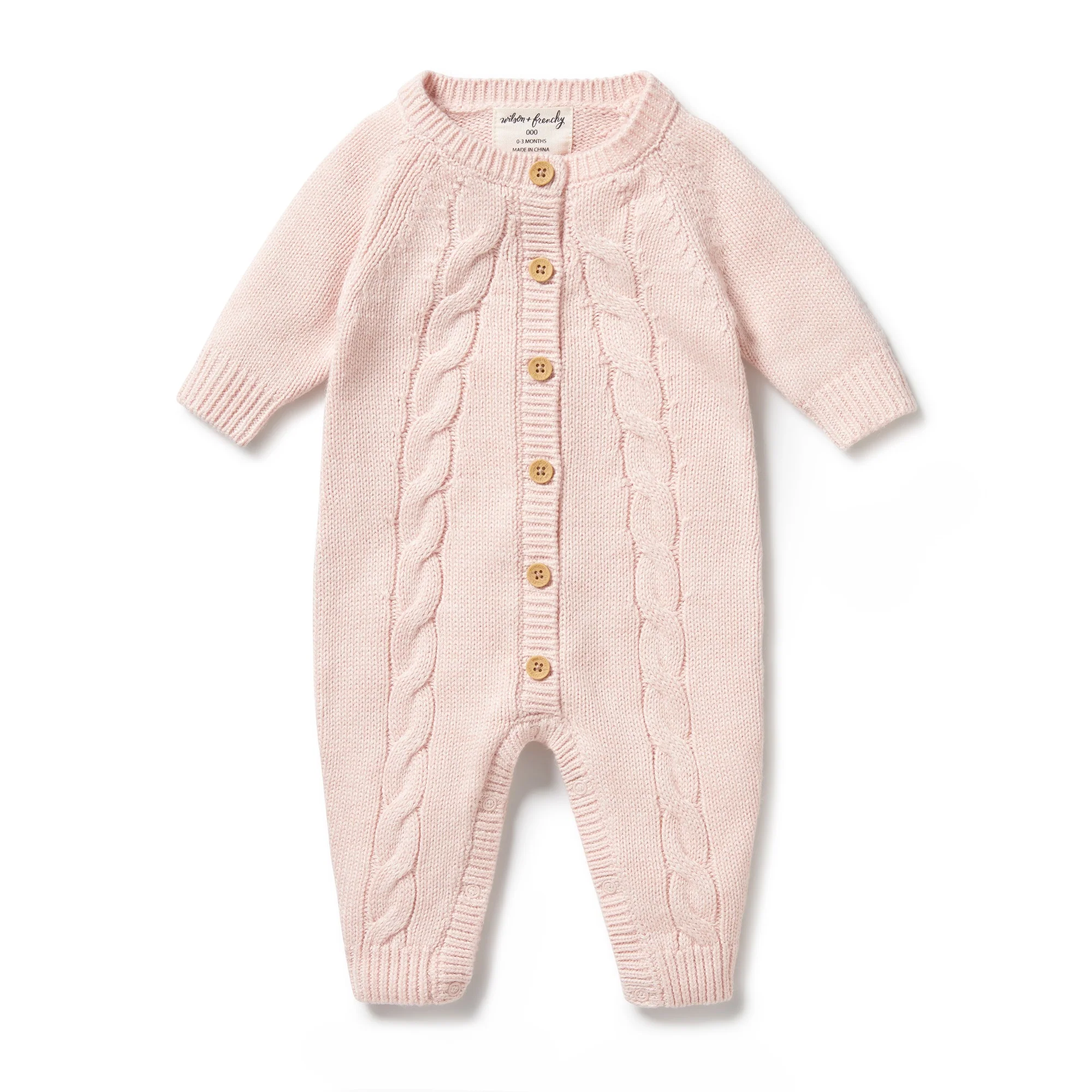 Knitted Cable Growsuit - Pink