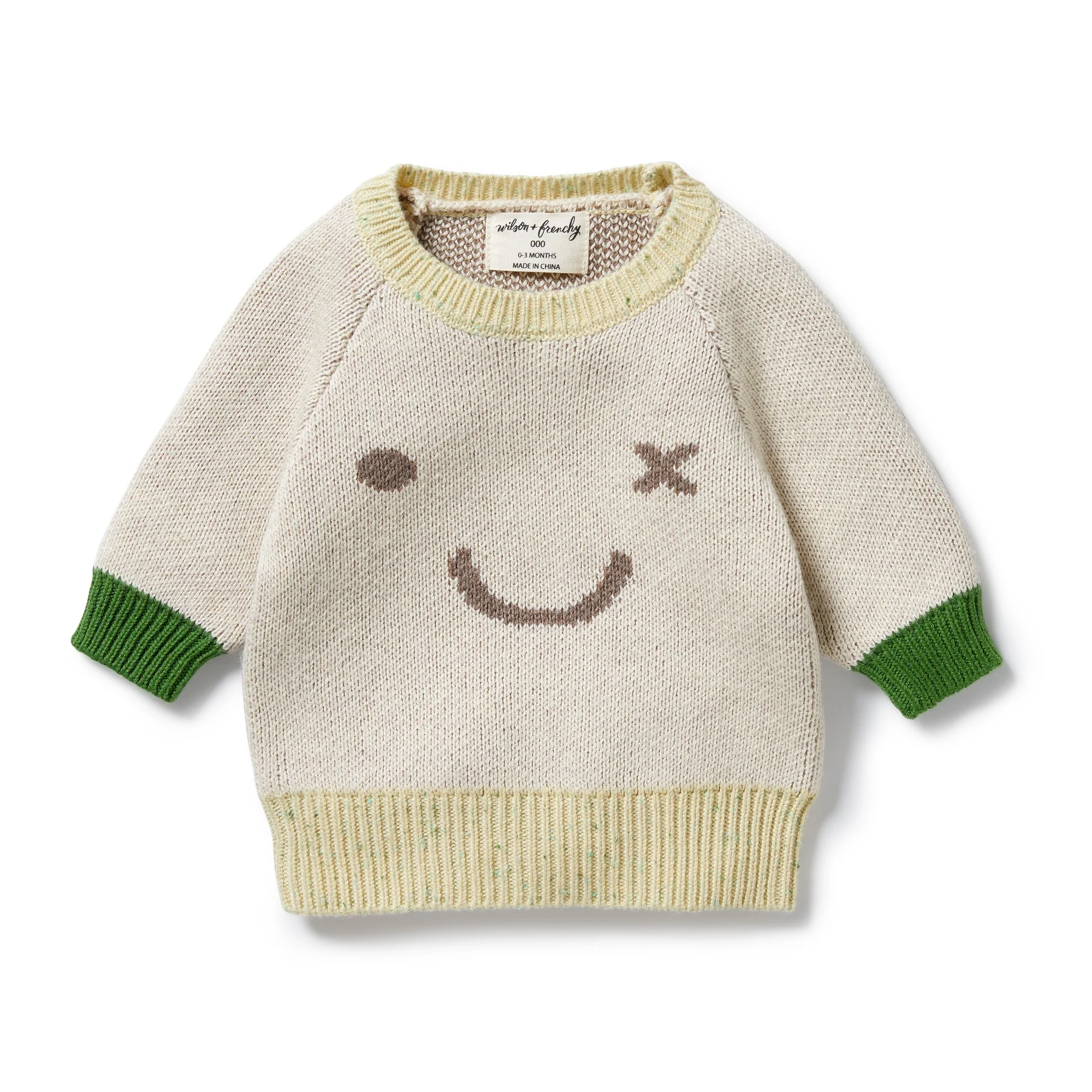 Knitted Just Smile Jumper - Almond