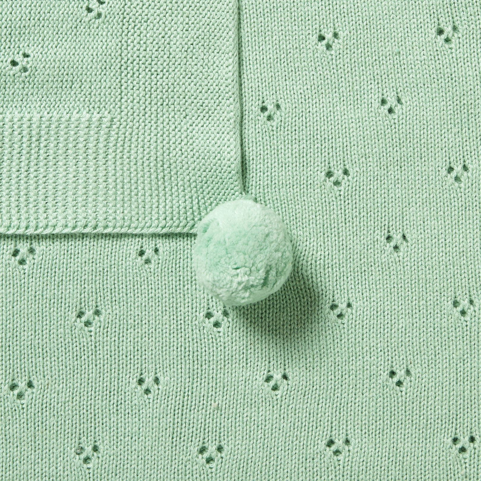 Knitted Pointelle Blanket - Mint Green - Image 2