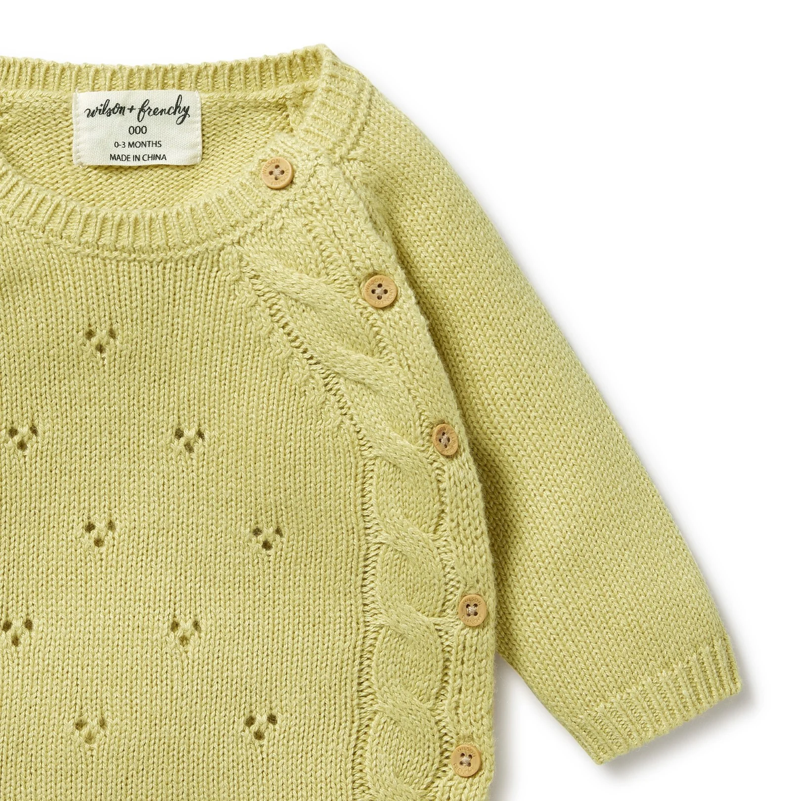 Knitted Pointelle Kimono Cardigan - Endive - Image 4