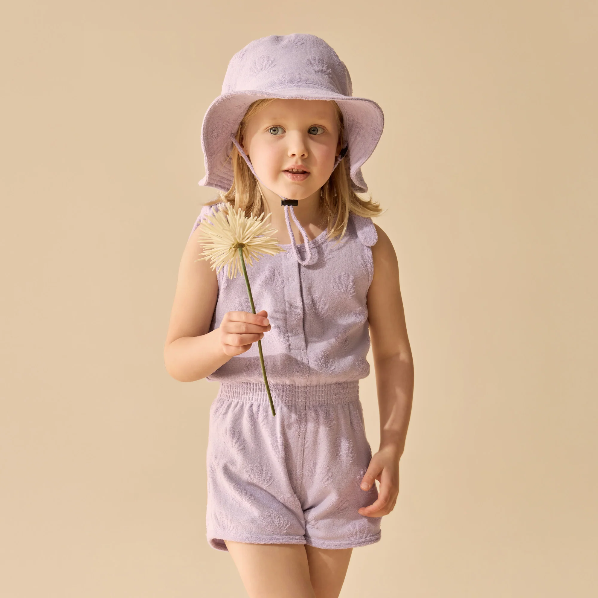 Organic Terry Sun Hat - Lavender Shells - Image 2