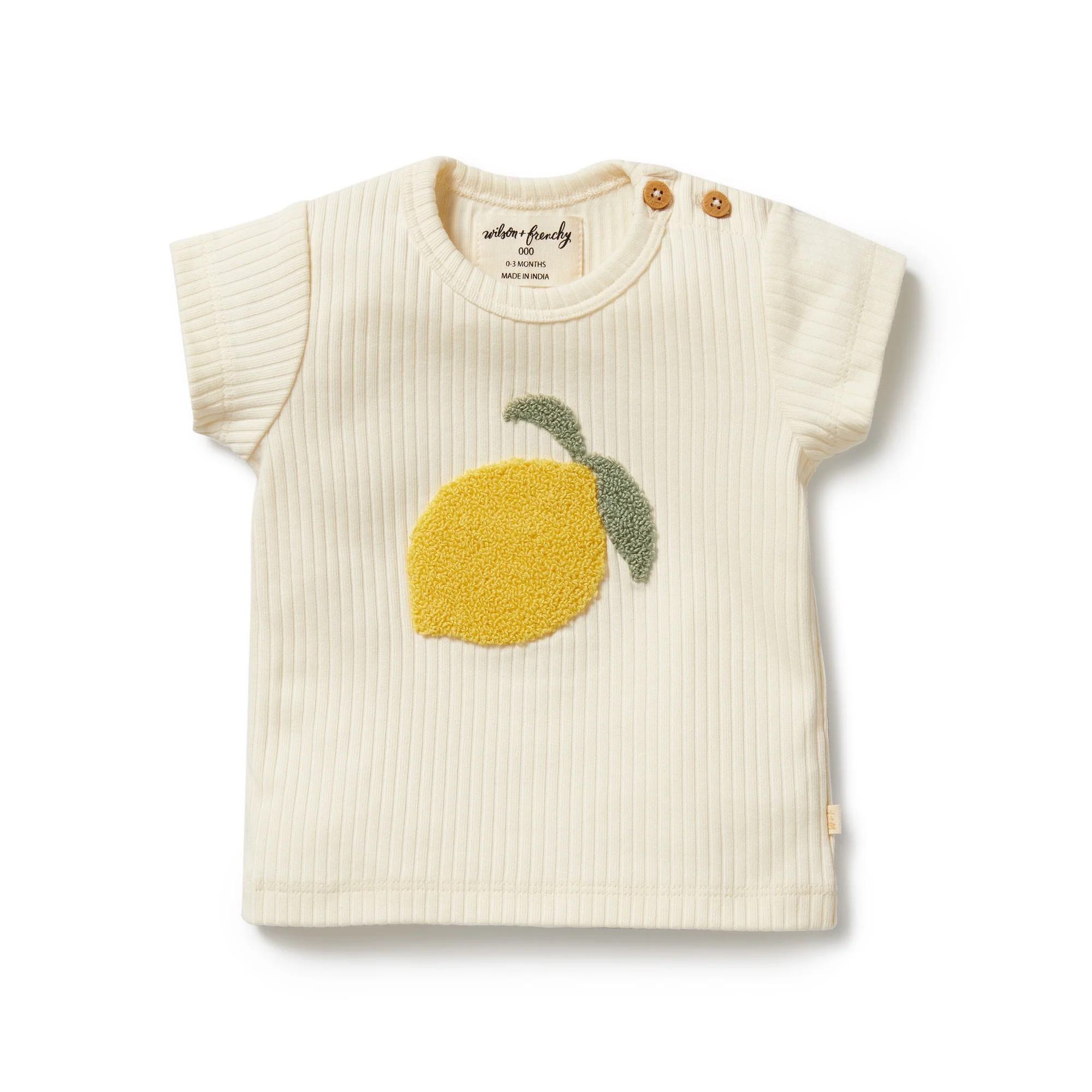 Embroidered Organic Tee - Lemon Leaf