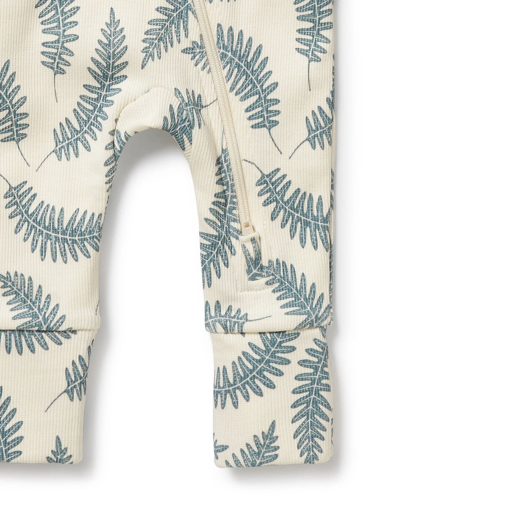 Organic Zipsuit with Feet - Little Fronds - Image 3