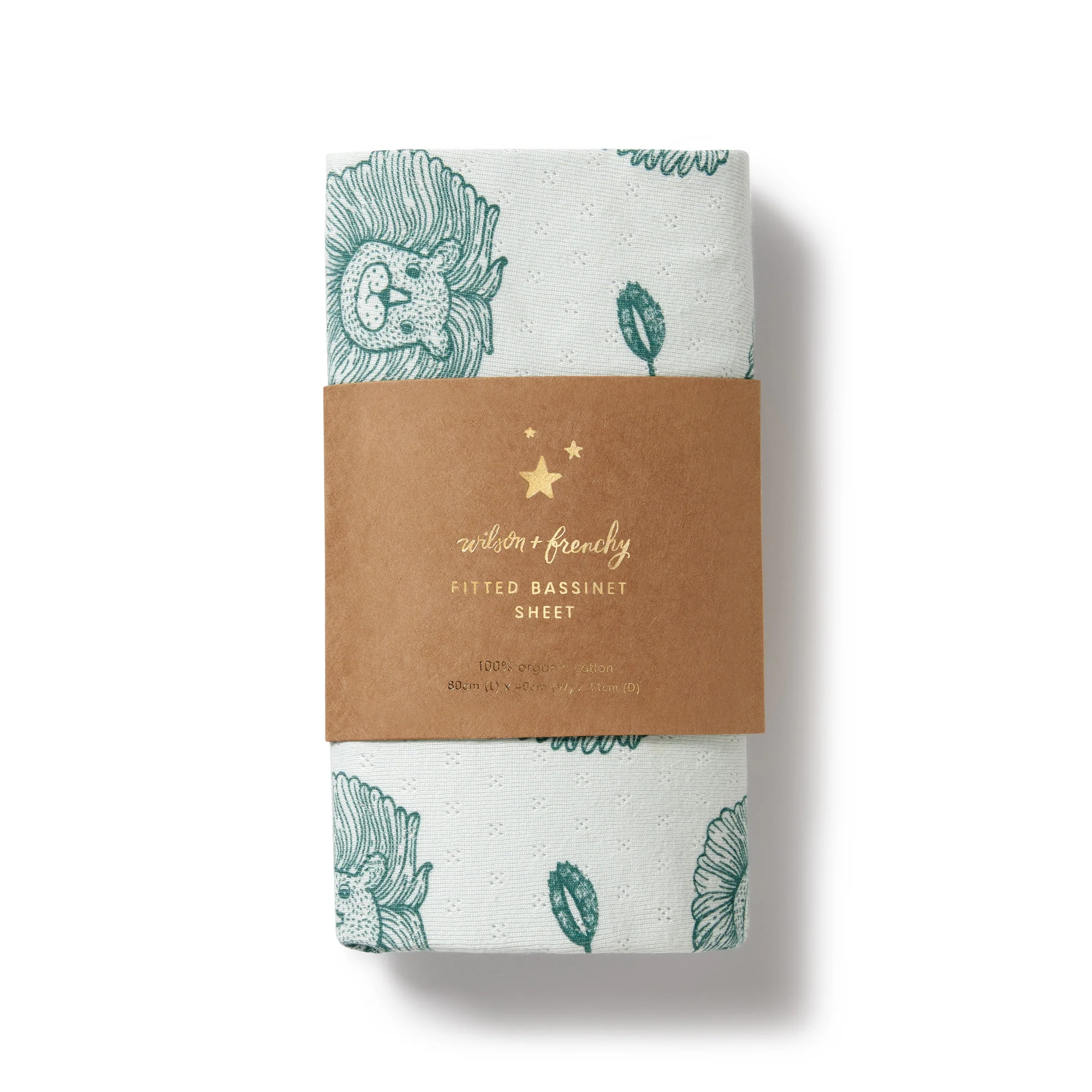 Wilson and Frenchy Little Lion Organic Pointelle Bassinet Sheet - Image 2