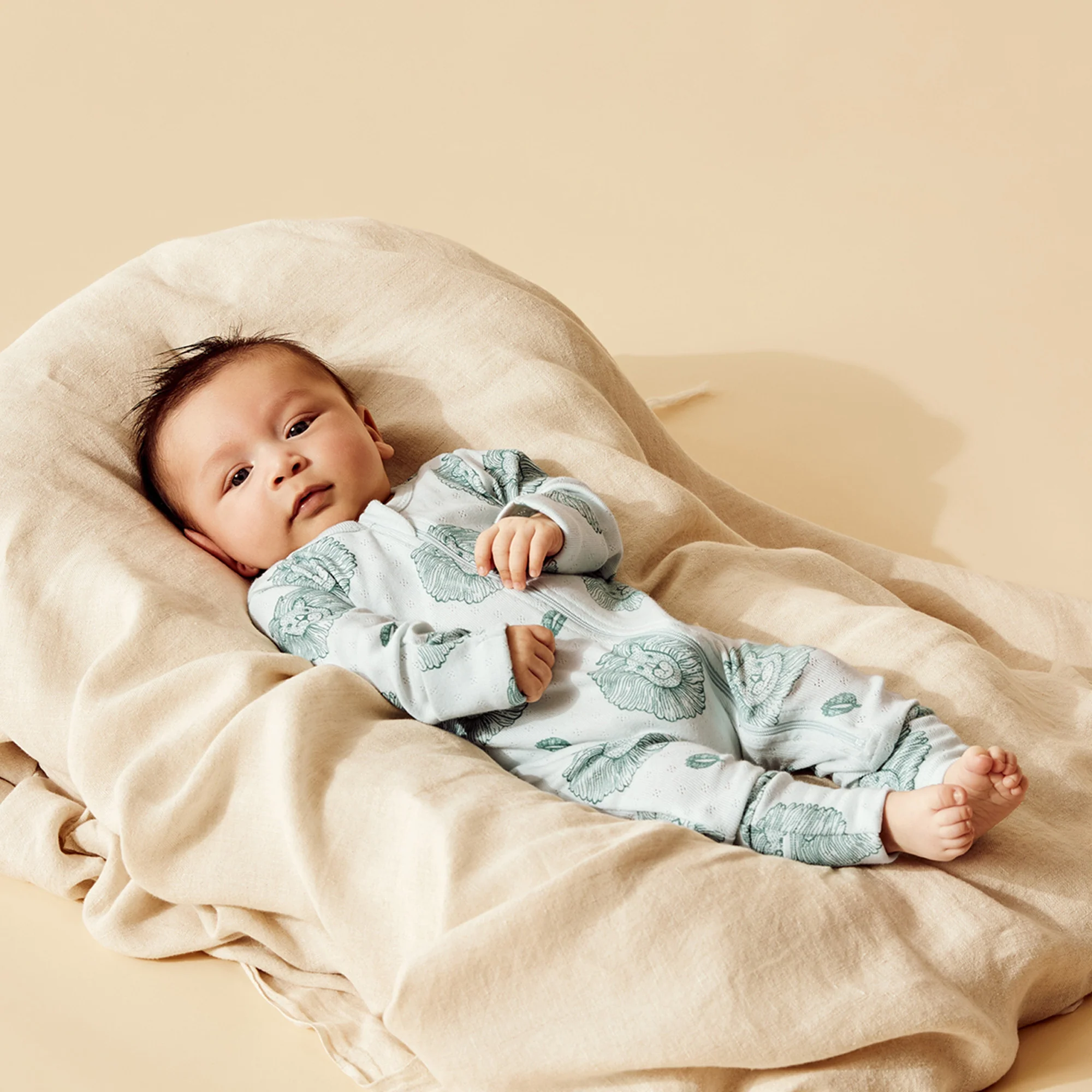 Little Lion Organic Pointelle Zipsuit with Feet - Image 5