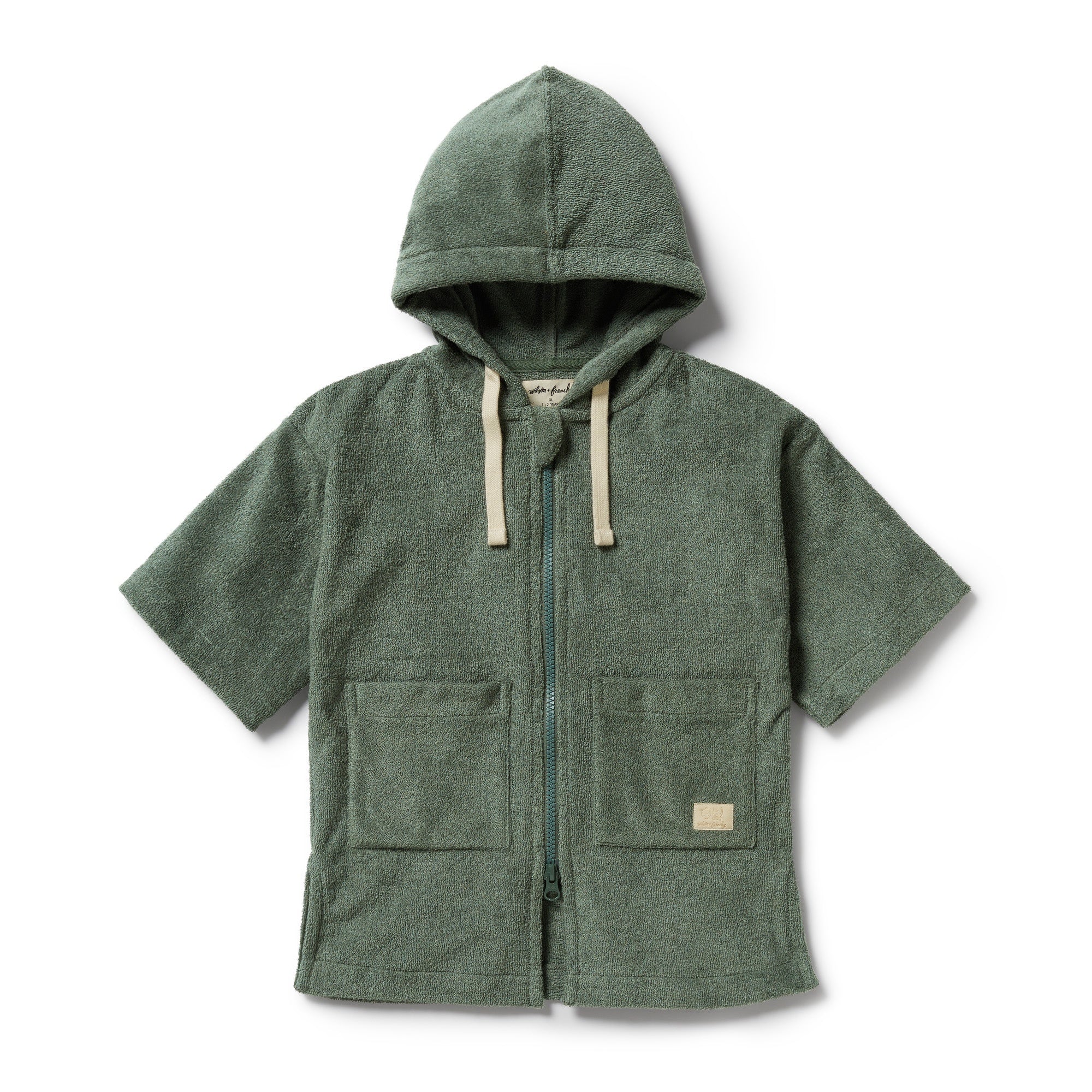 Organic Terry Hooded Towel - Moss