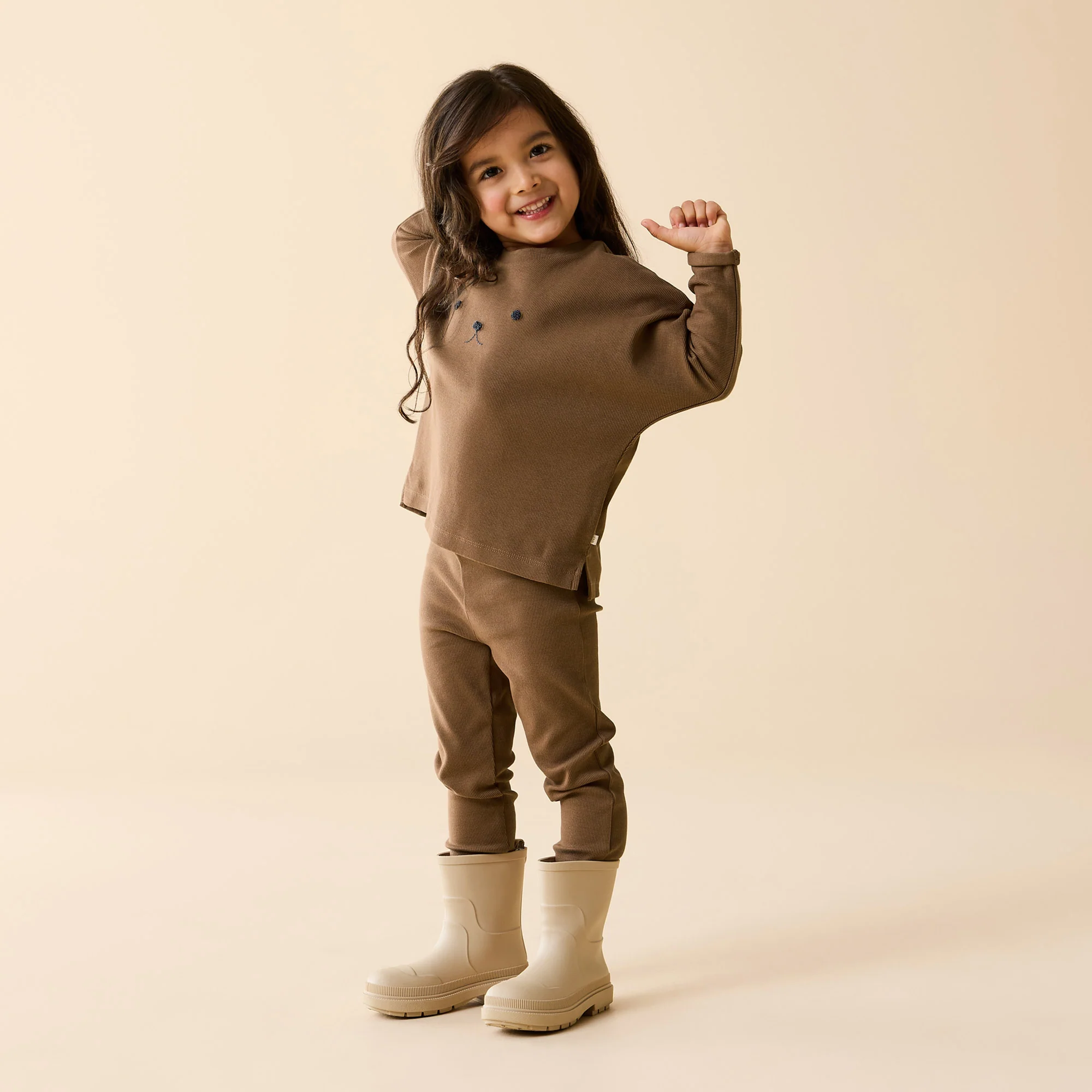 Nutmeg Organic Rib Long Sleeved Top - Image 2