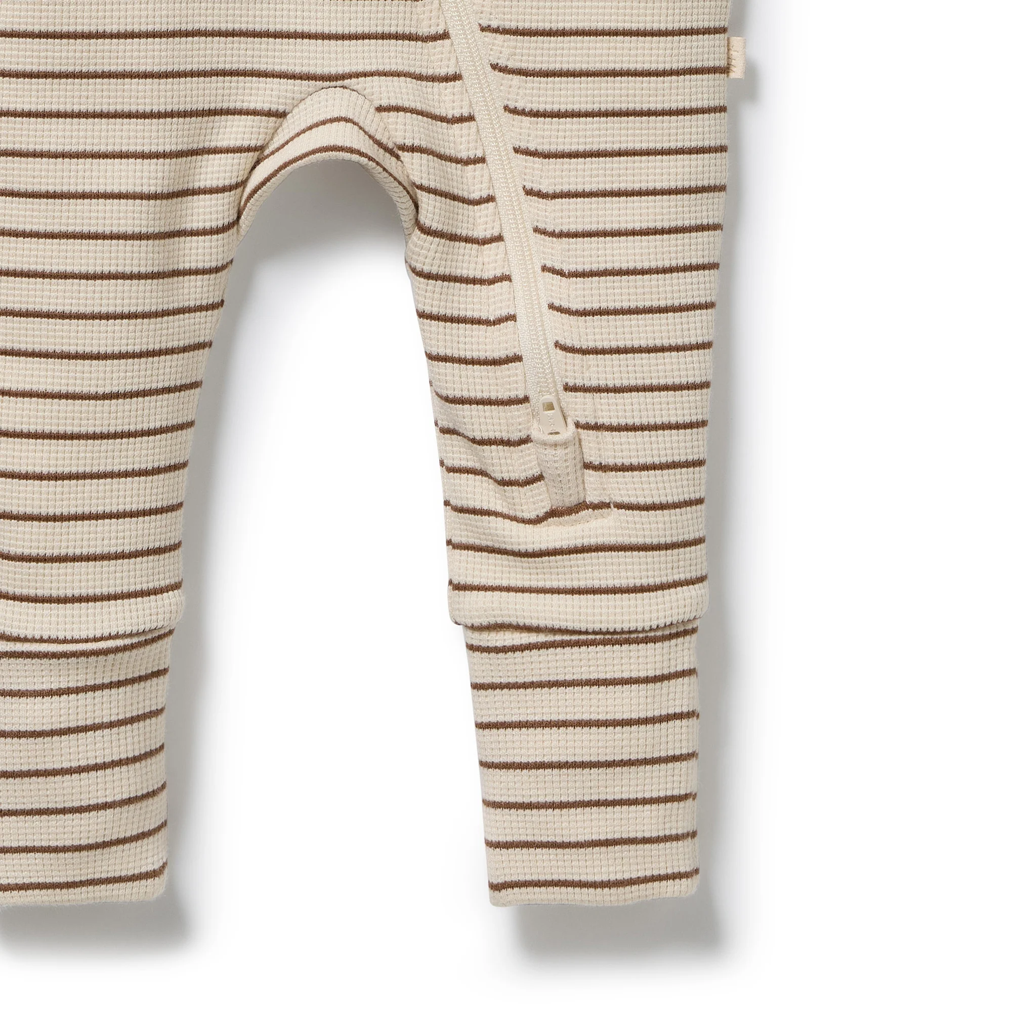 Nutmeg Stripe Organic Waffle Zipsuit - Image 4