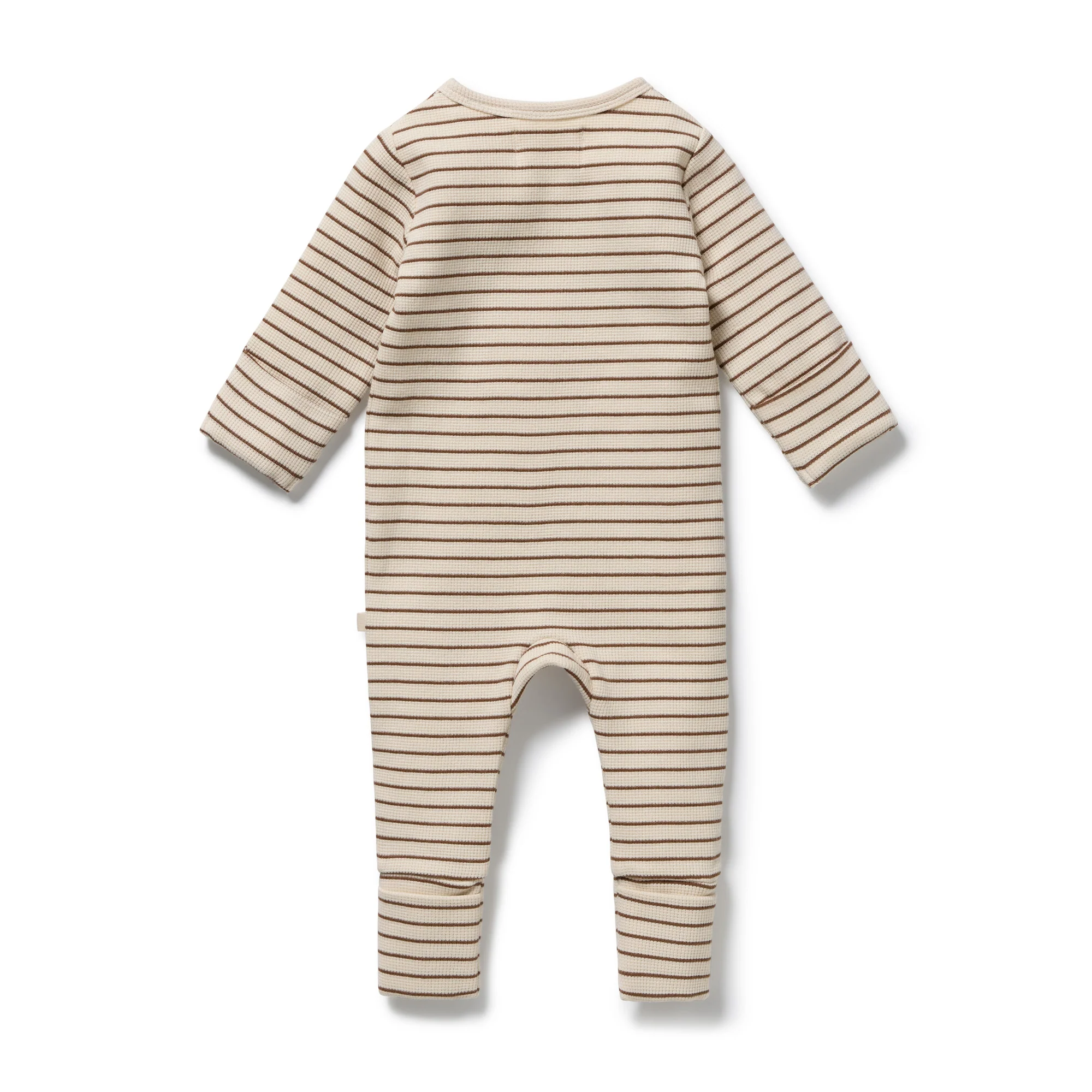 Nutmeg Stripe Organic Waffle Zipsuit - Image 5