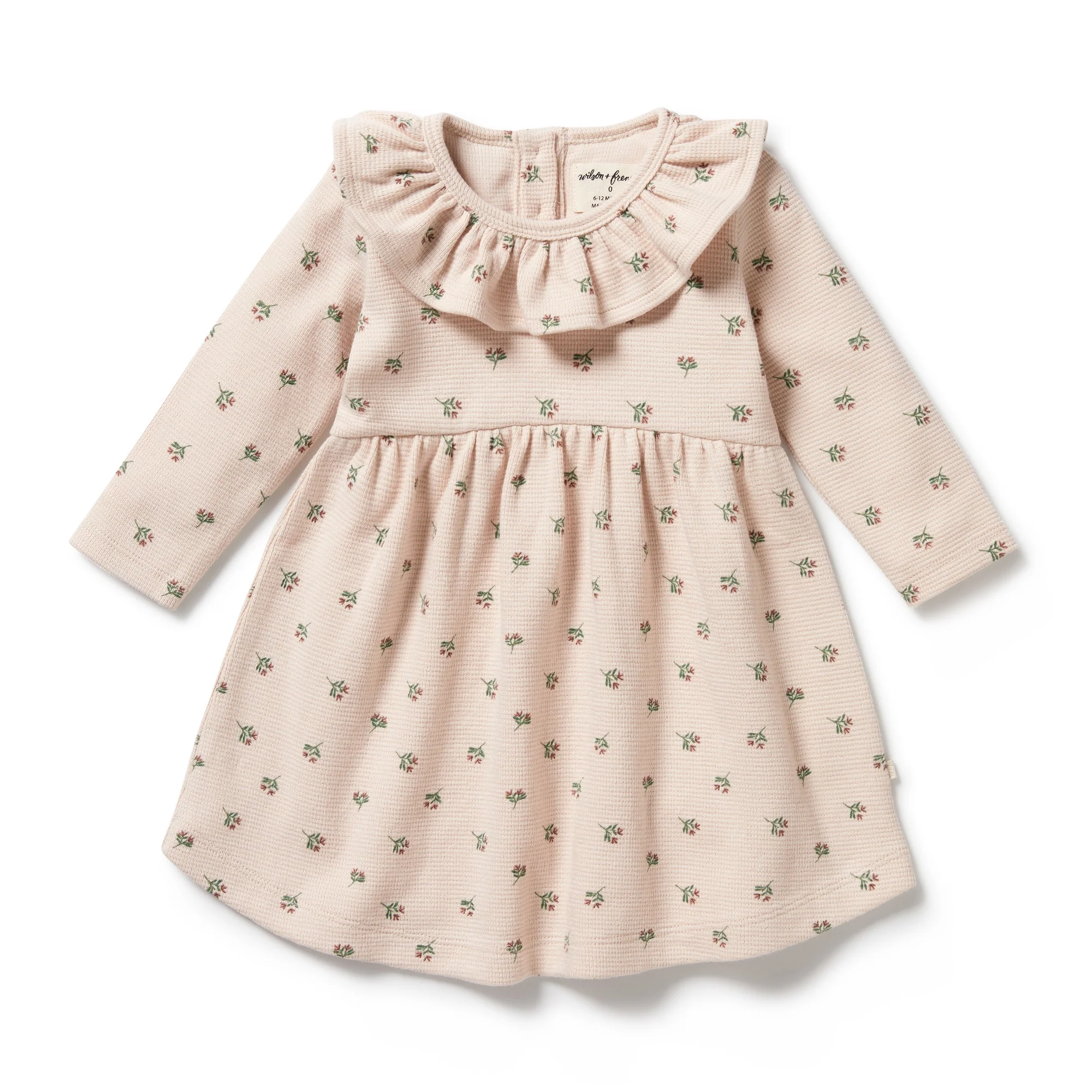 Organic Waffle Ruffle Dress - Emily Floral