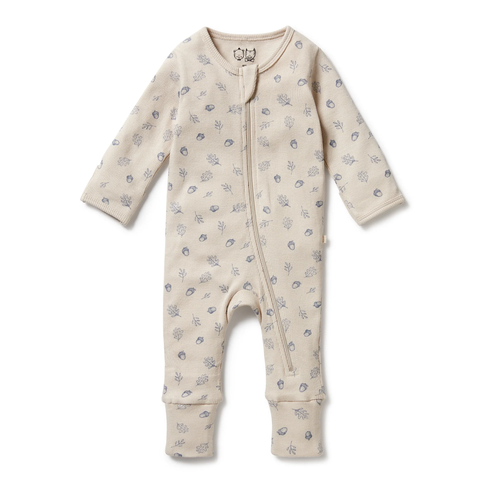 Organic Zipsuit with Feet - Falling Oak