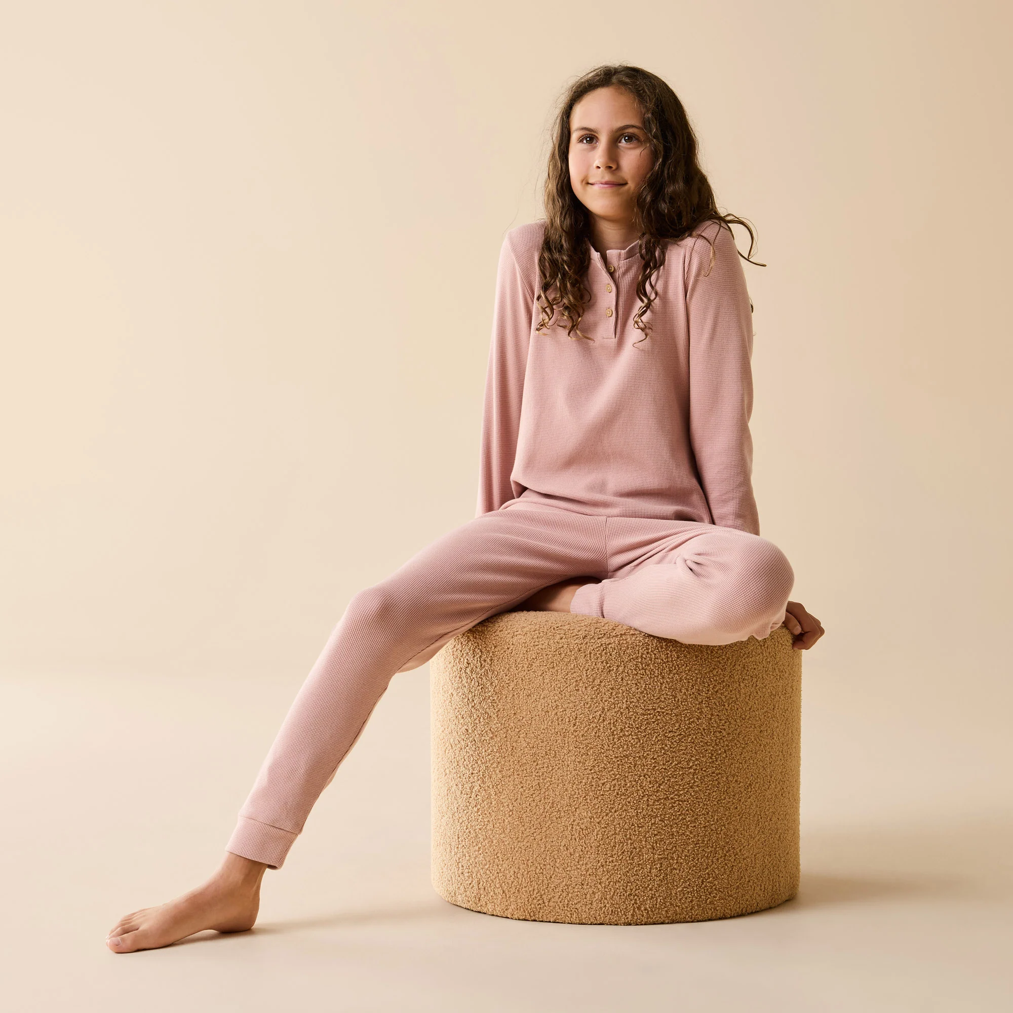 Rose Organic Waffle Henley Pyjamas - Image 4