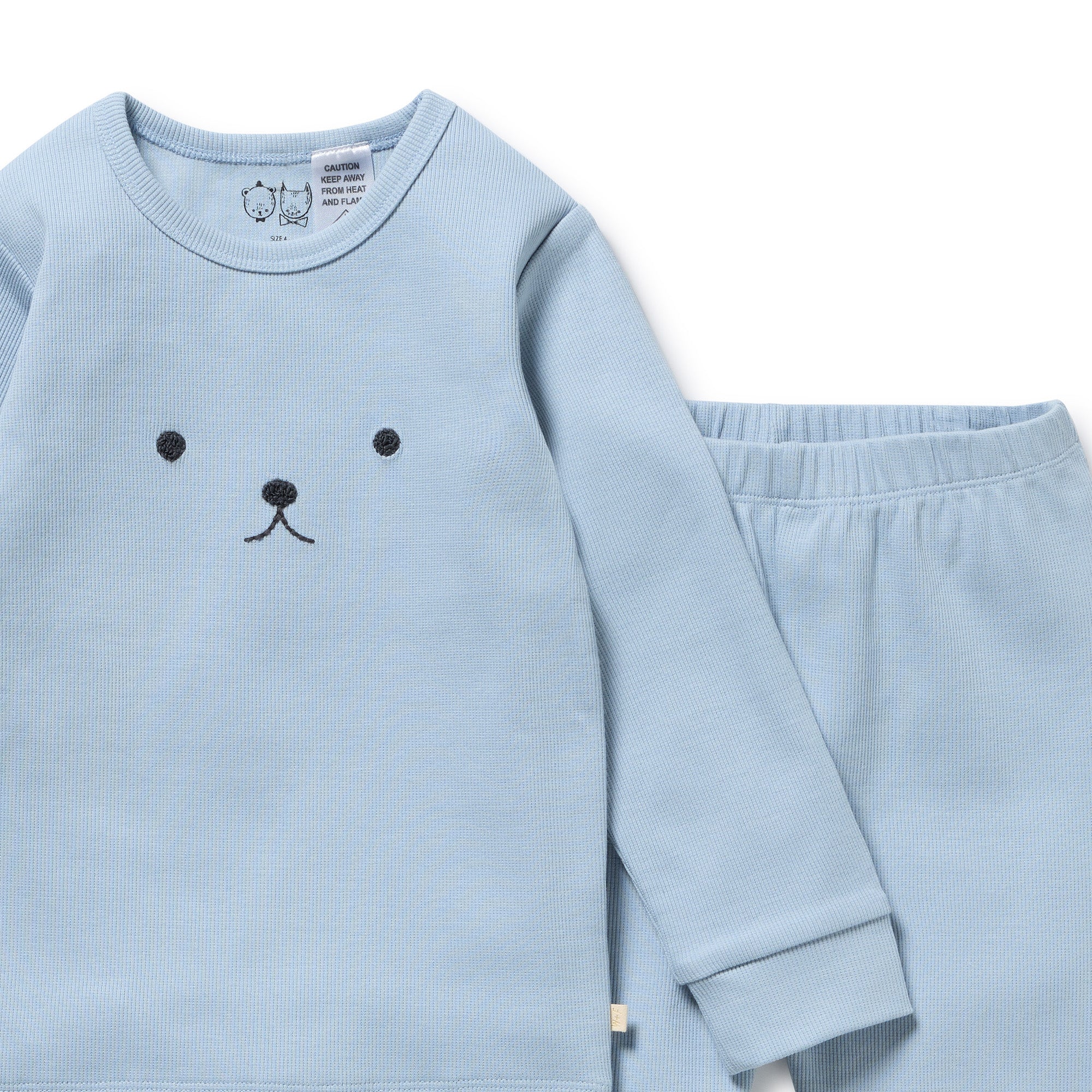 Storm Blue Organic Rib Long Sleeved Pyjamas - Image 4