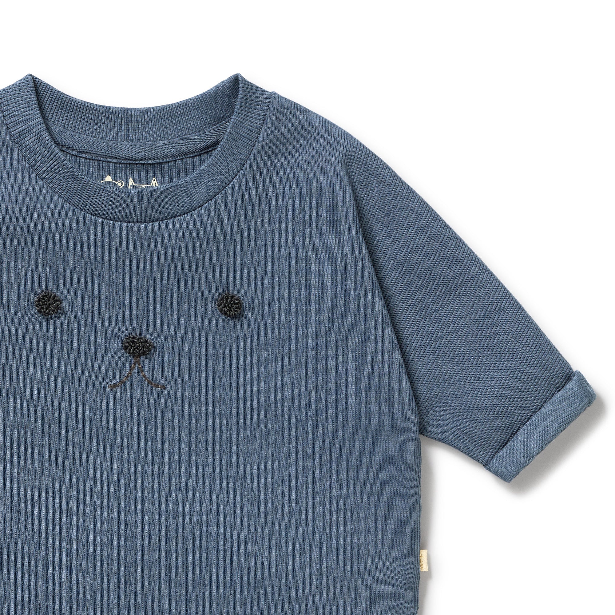 Twilight Blue Organic Rib Long Sleeved Top - Image 2